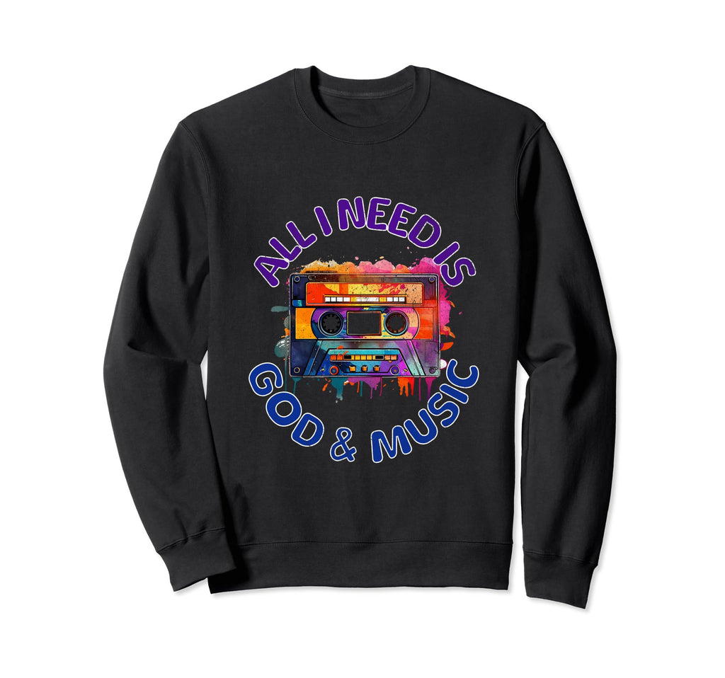 God Music Cassette Tape Boombox Faith Sweatshirt - Custom Art Print Unisex - T-Shirt, Sweatshirt, Hoodie
