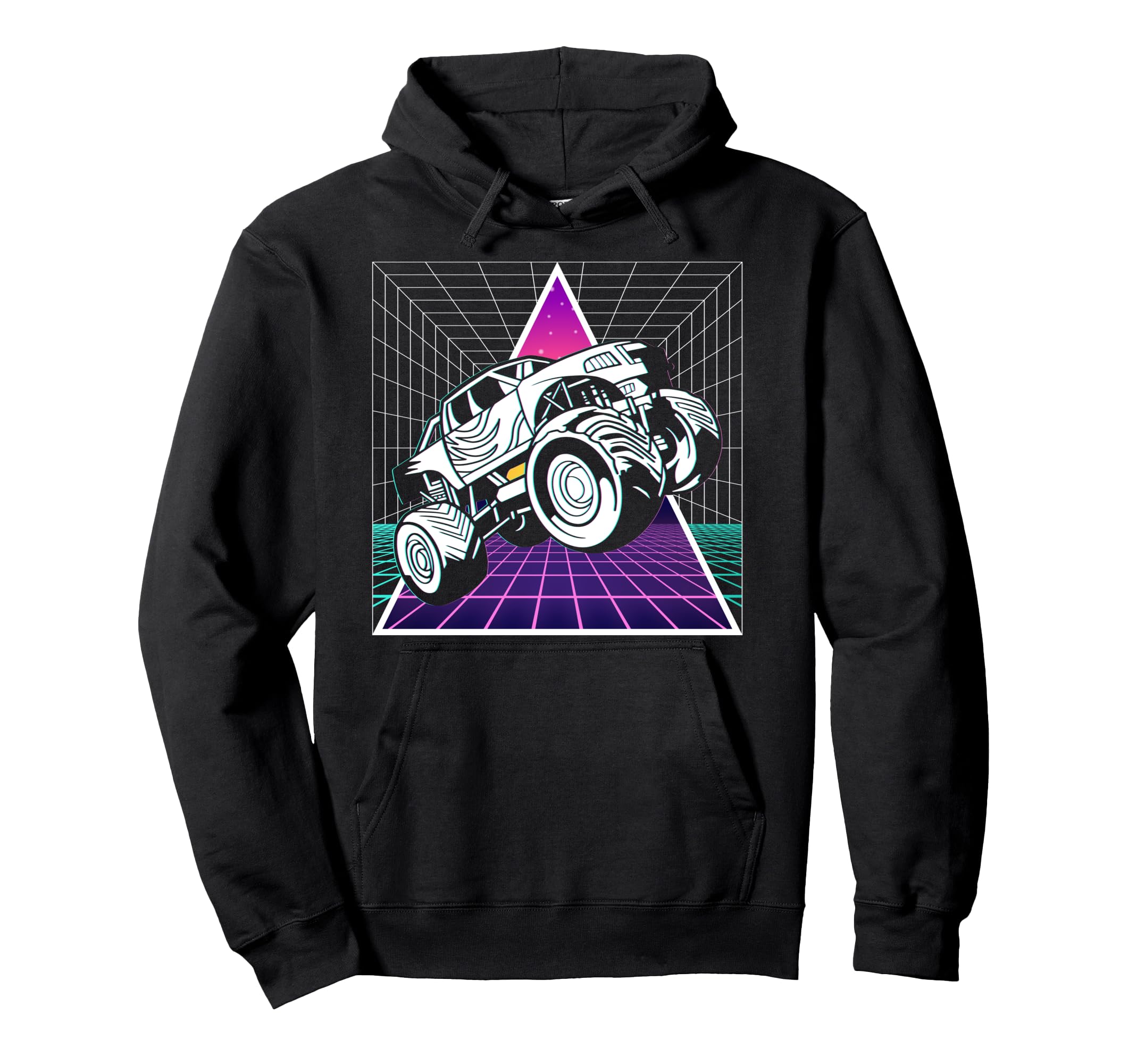 Vaporwave Aesthetic Monster Truck Hoodie - Unique Graphic for Adults - T-Shirt, Sweatshirt, Hoodie