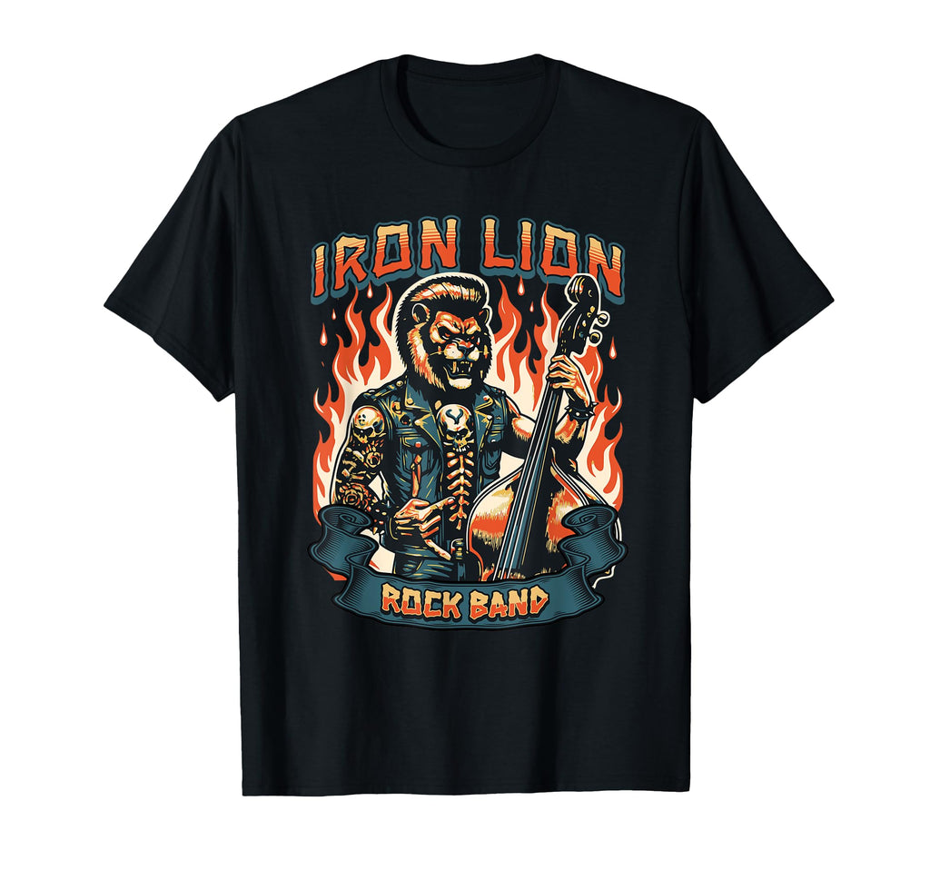 Iron Lion Rock Band Lion Headed T-Shirt - Aesthetic Graphic for Adults - T-Shirt, Sweatshirt, Hoodie