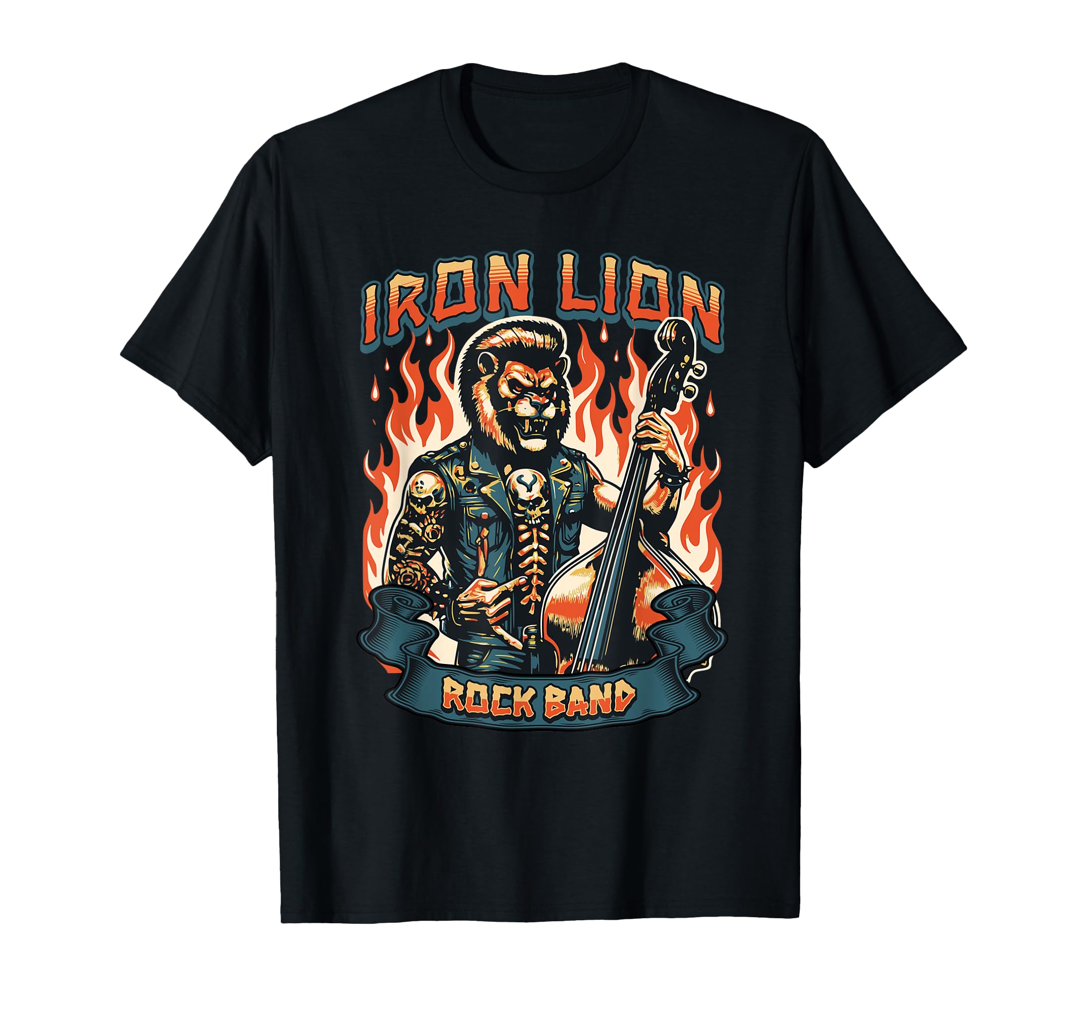 Iron Lion Rock Band Lion Headed T-Shirt - Aesthetic Graphic for Adults - T-Shirt, Sweatshirt, Hoodie
