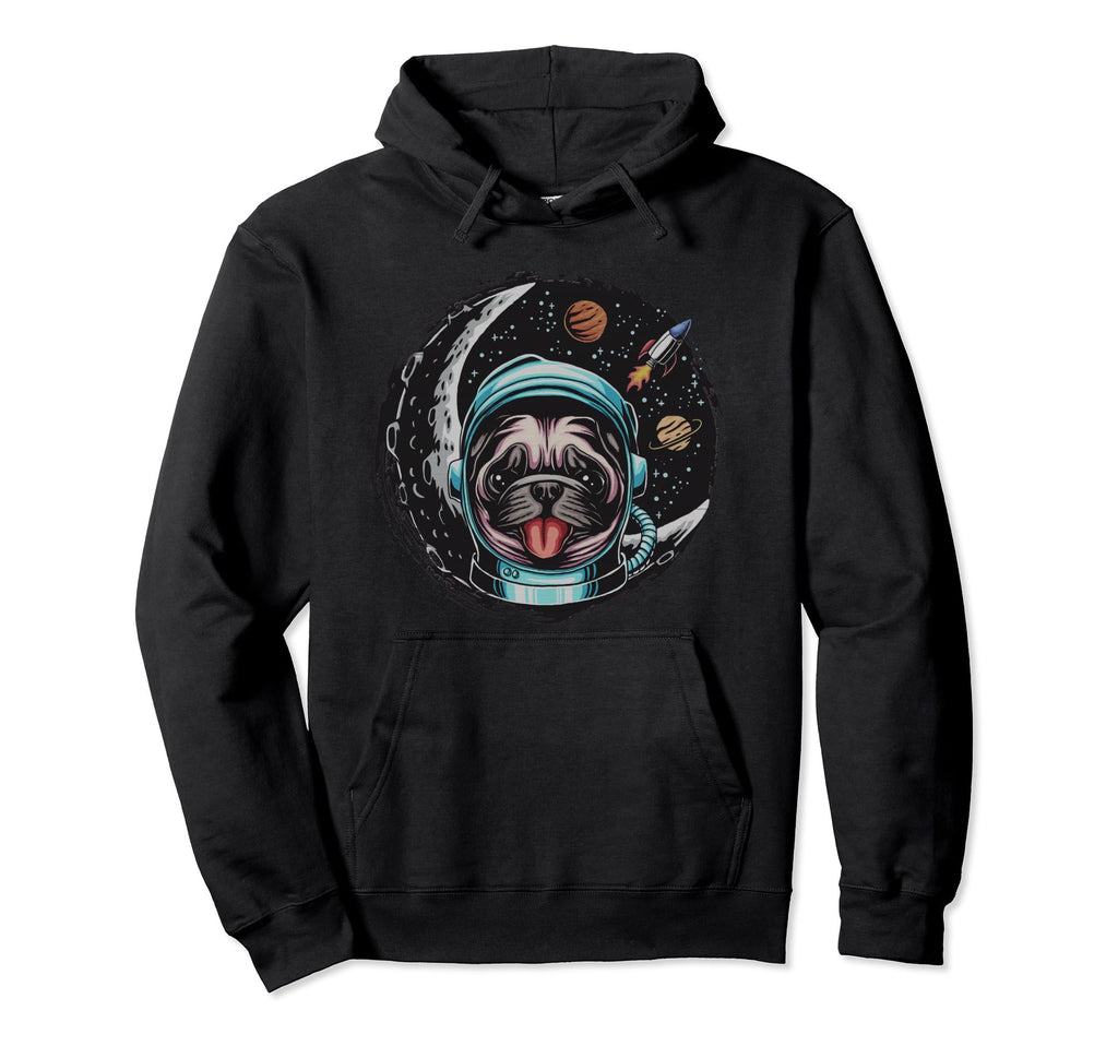 Astro Pug Dog Astronaut Space Moon Hoodie - Aesthetic Graphic for Adults - T-Shirt, Sweatshirt, Hoodie