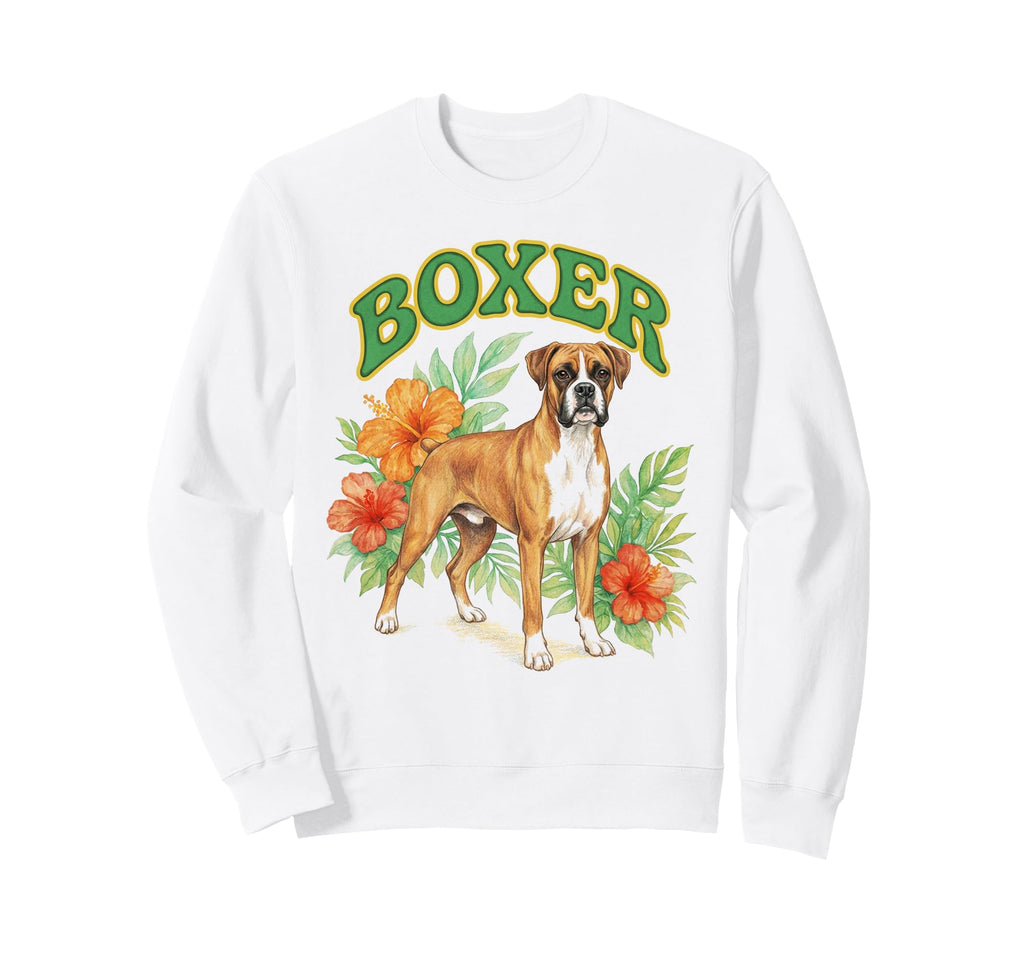 Boxer Groovy Floral Watercolor Boho Sweatshirt - Graphic Print for Adults - T-Shirt, Sweatshirt, Hoodie