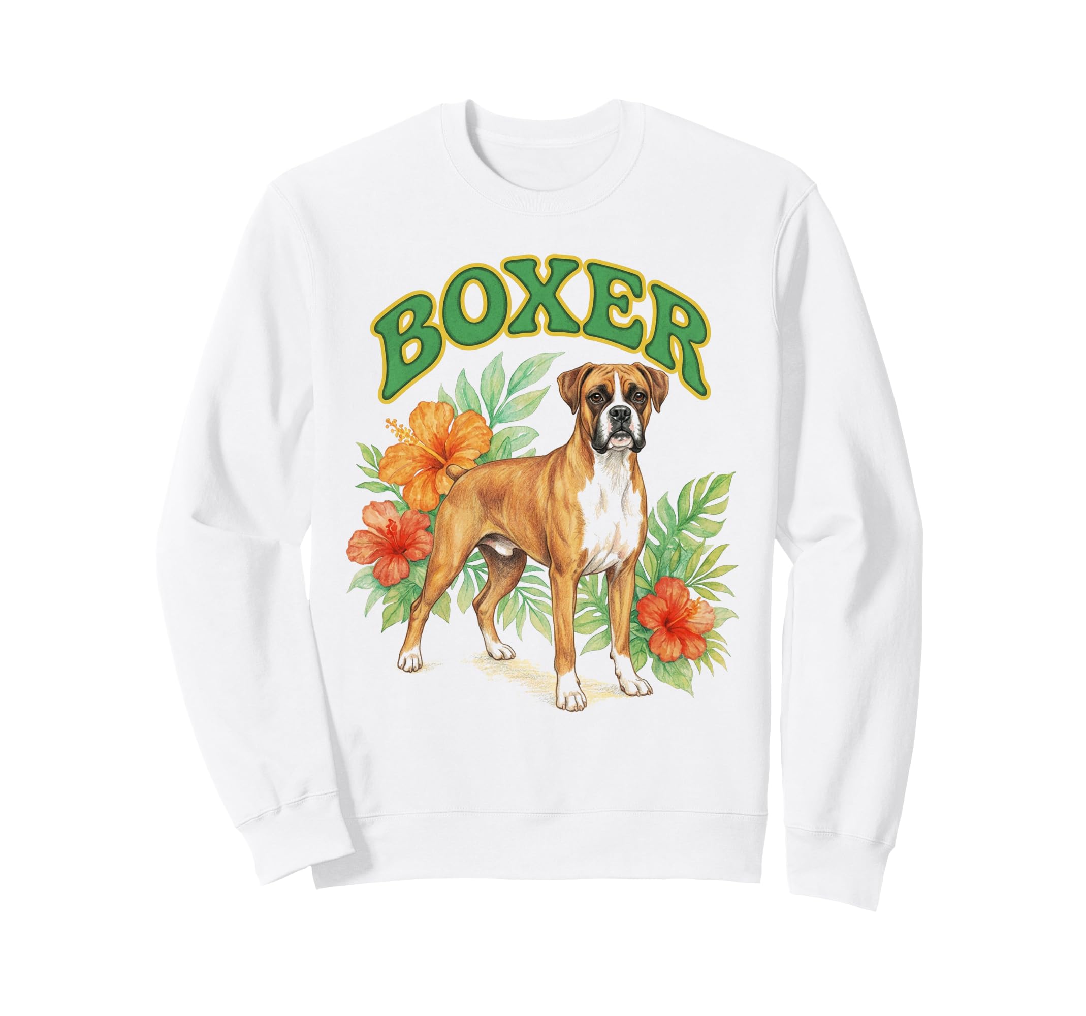 Boxer Groovy Floral Watercolor Boho Sweatshirt - Graphic Print for Adults - T-Shirt, Sweatshirt, Hoodie