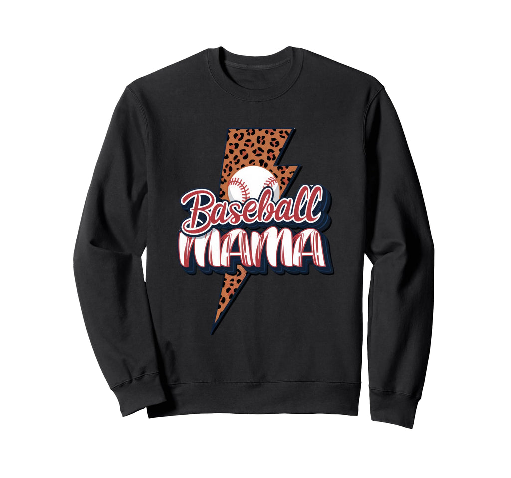 Leopard American Baseball Mom Mama Sweatshirt - Trendy Graphic for Adults - T-Shirt, Sweatshirt, Hoodie