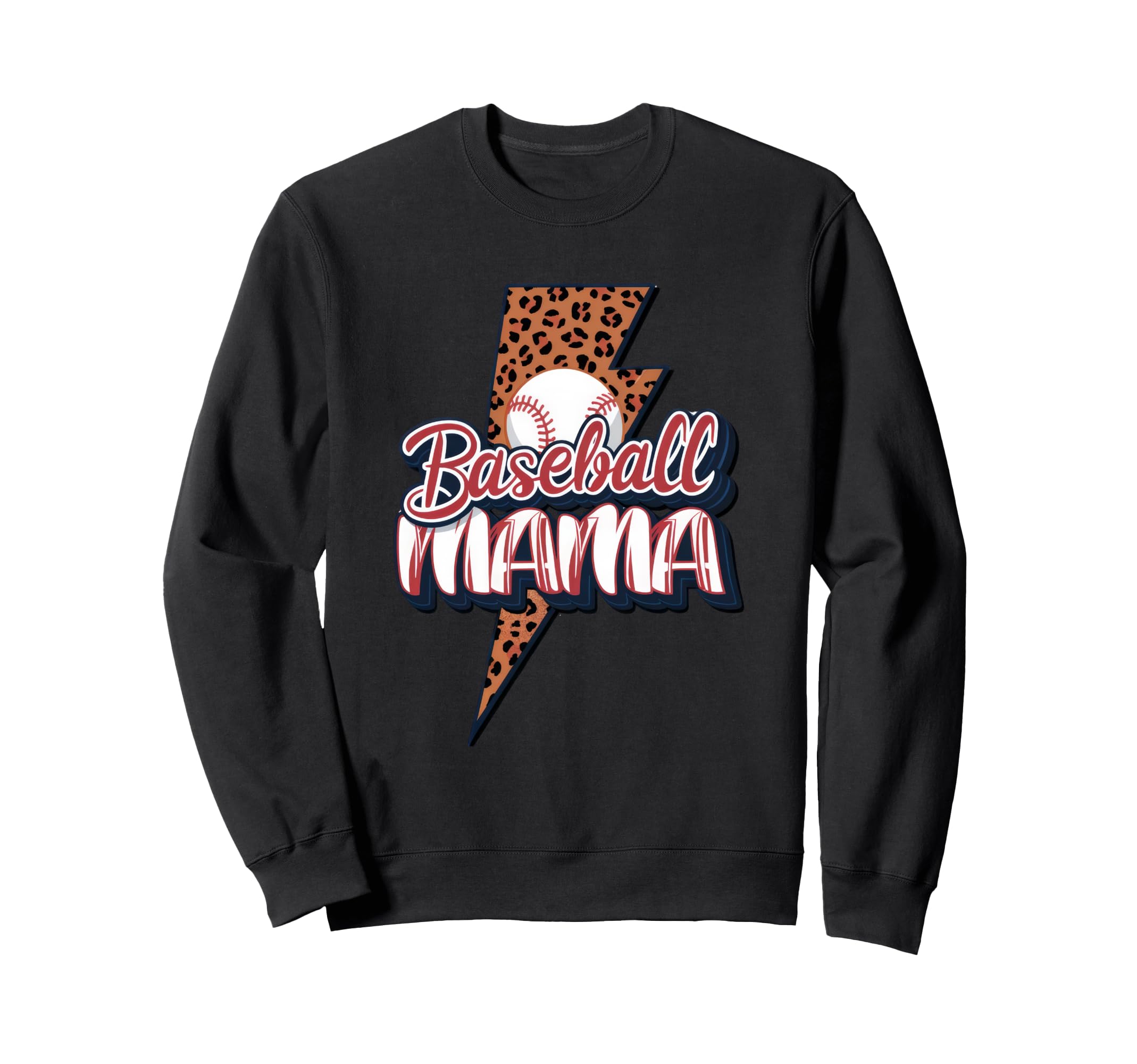 Leopard American Baseball Mom Mama Sweatshirt - Trendy Graphic for Adults - T-Shirt, Sweatshirt, Hoodie