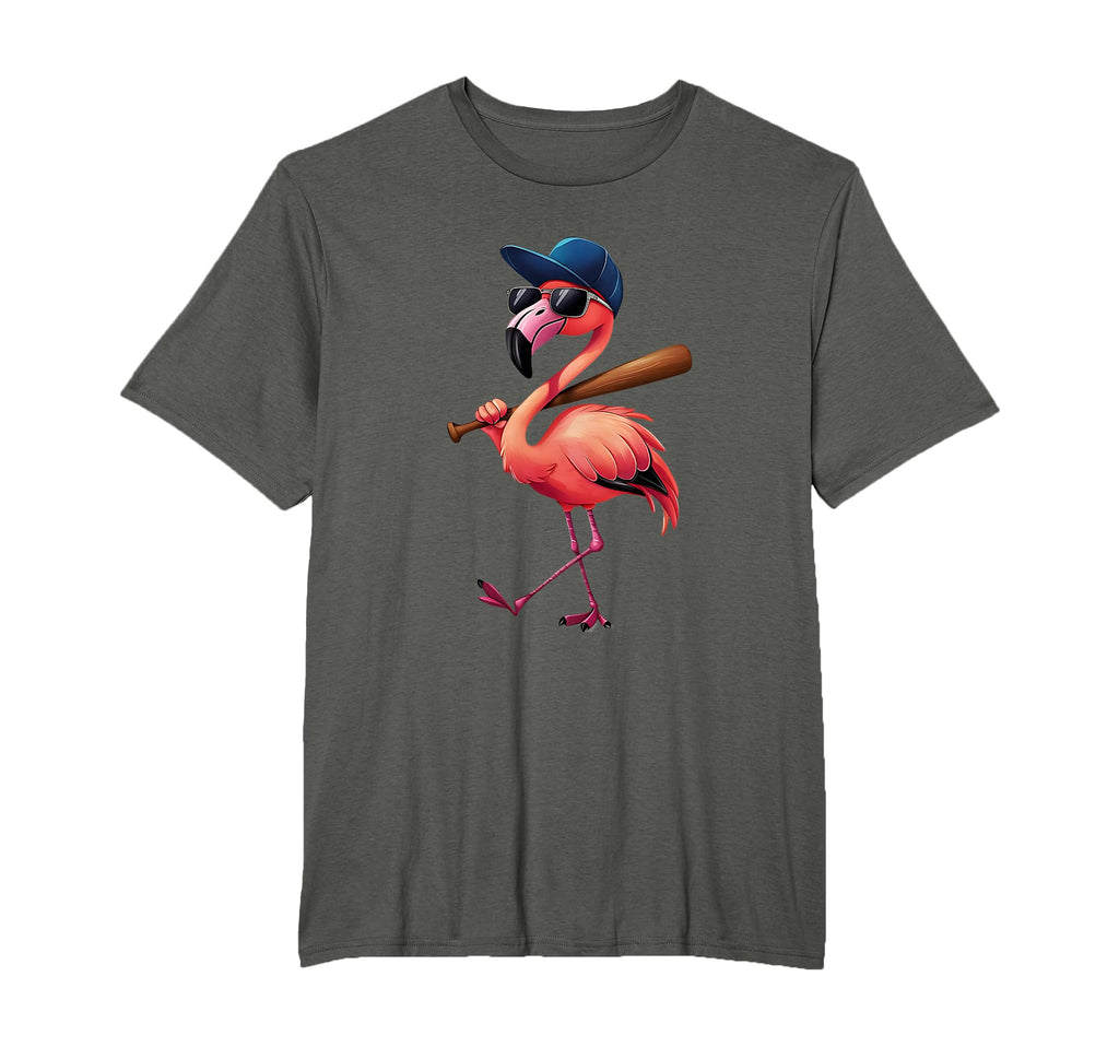 Funny Flamingo Playing Softball Flamingo T-Shirt - Graphic Print Unisex - T-Shirt, Sweatshirt, Hoodie