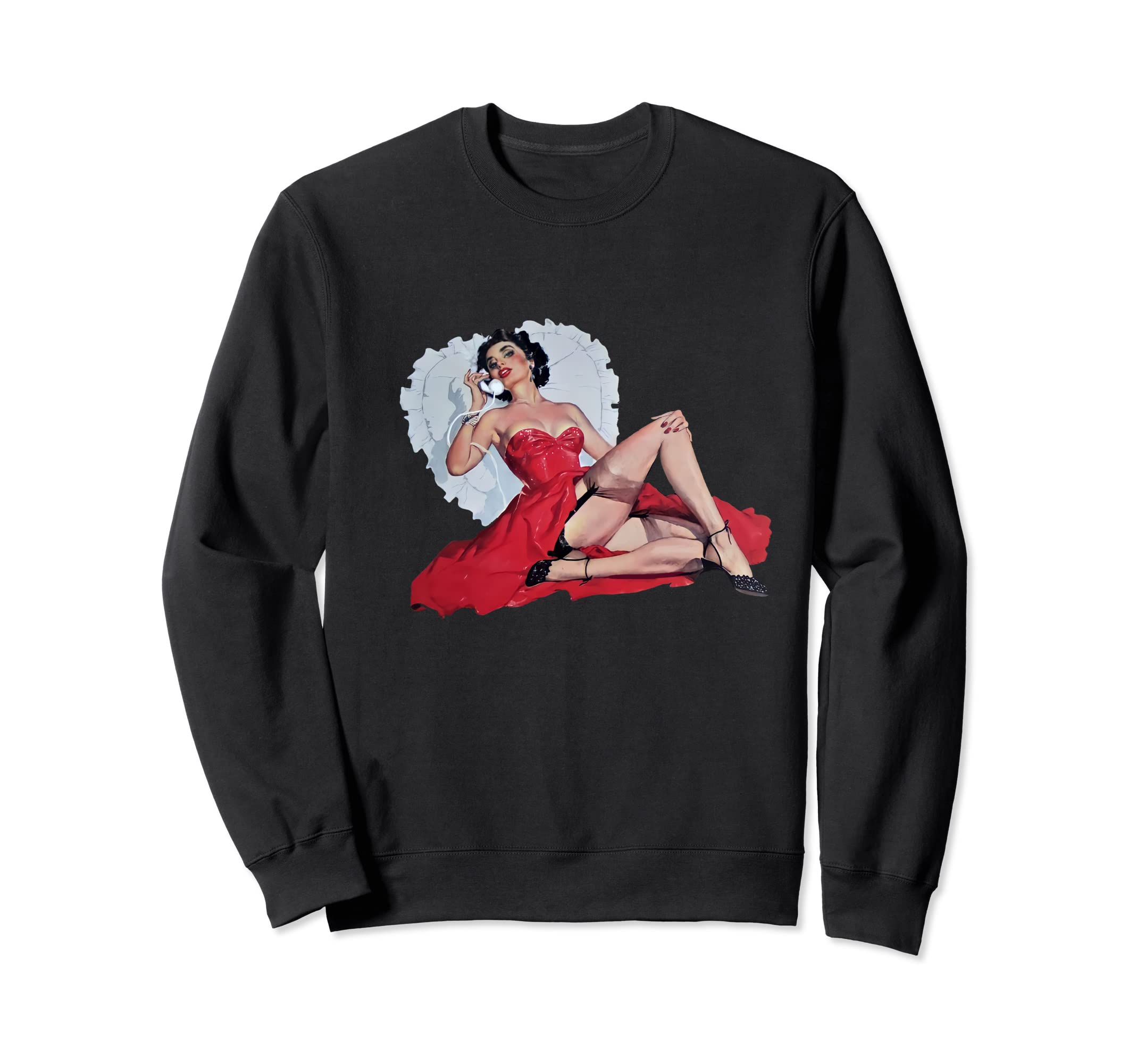 Model Pin Up Red Dress Sweatshirt - Minimalist Print Unisex - T-Shirt, Sweatshirt, Hoodie
