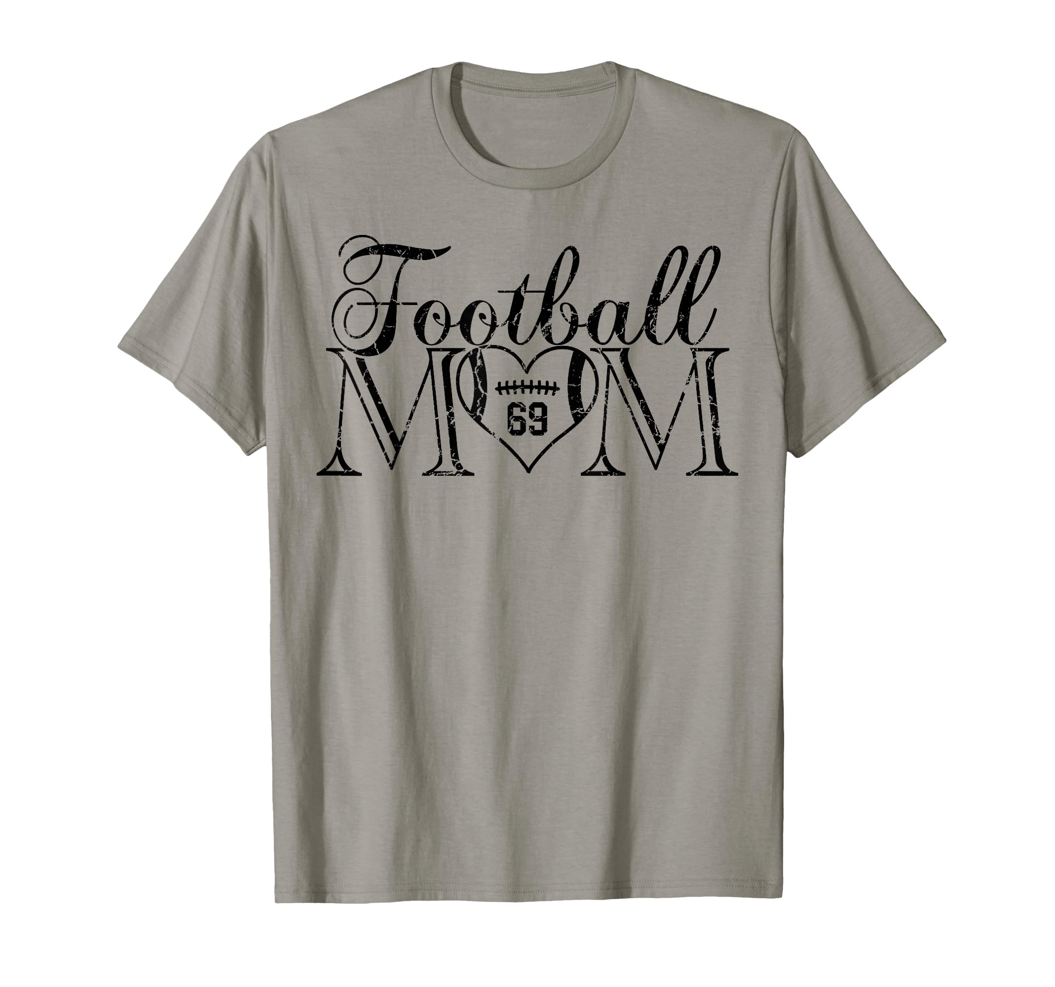 Football Mom Black Number 69 Jersey Heart T-Shirt - Trendy Graphic Unisex - T-Shirt, Sweatshirt, Hoodie
