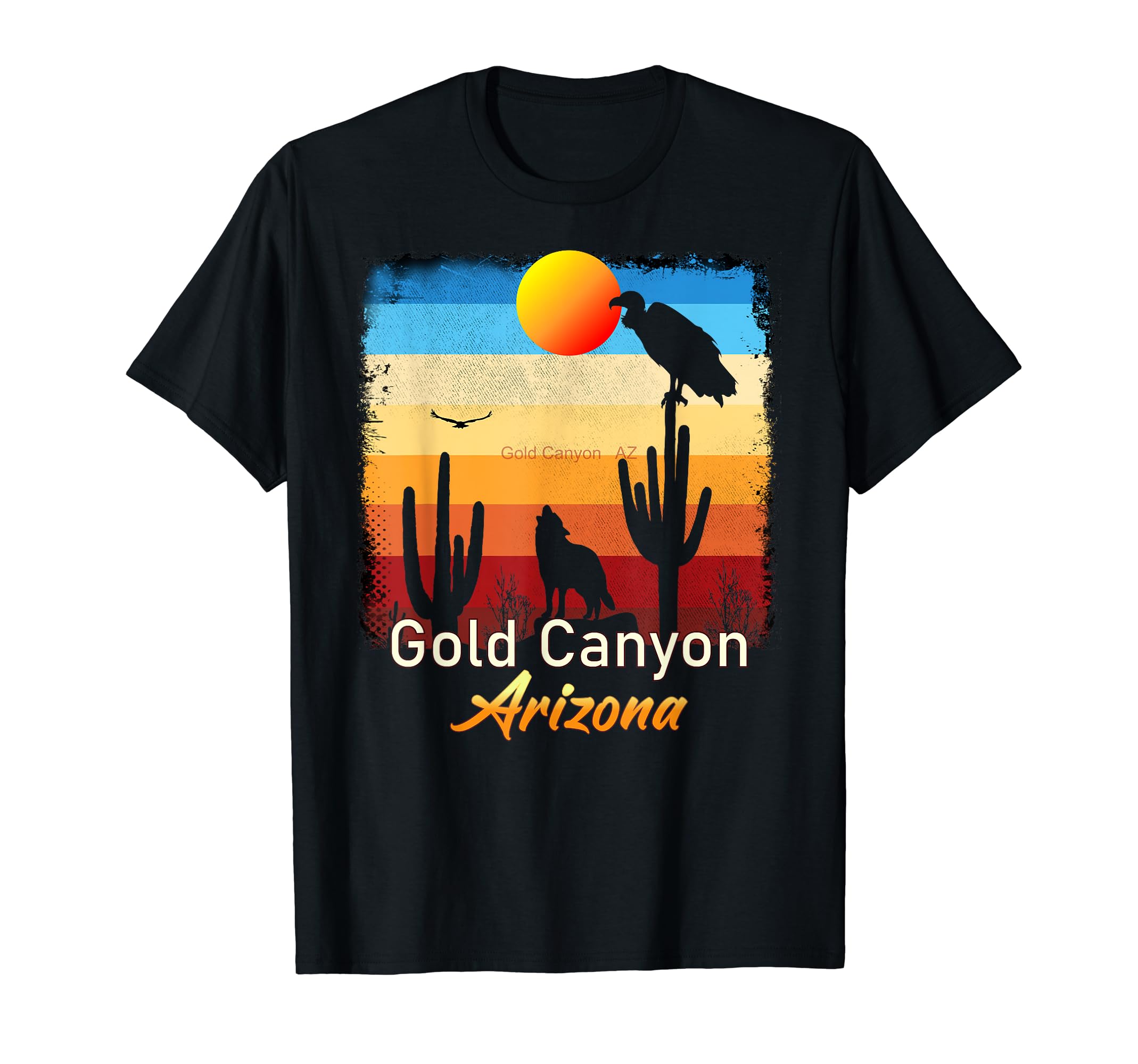 Gold Canyon Arizona Coyote Sunset Az Desert T-Shirt - Graphic Print Unisex - T-Shirt, Sweatshirt, Hoodie