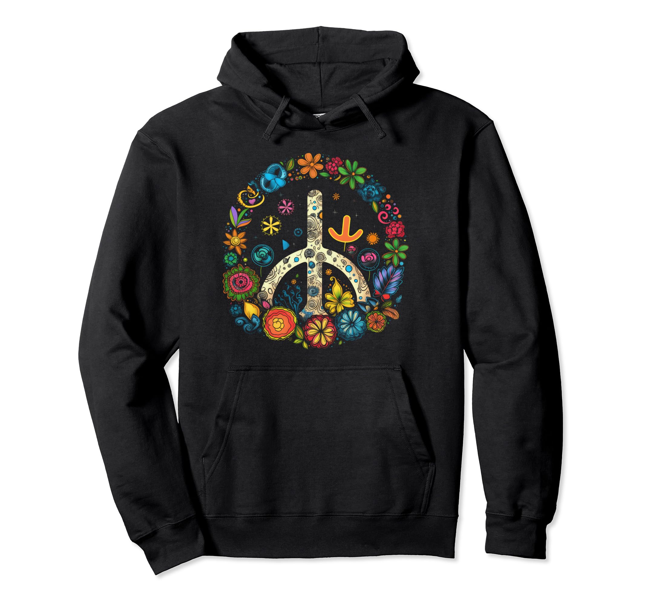 Peace Sign 60S 70S Hippie Boho Hoodie - Unique Graphic for Adults - T-Shirt, Sweatshirt, Hoodie