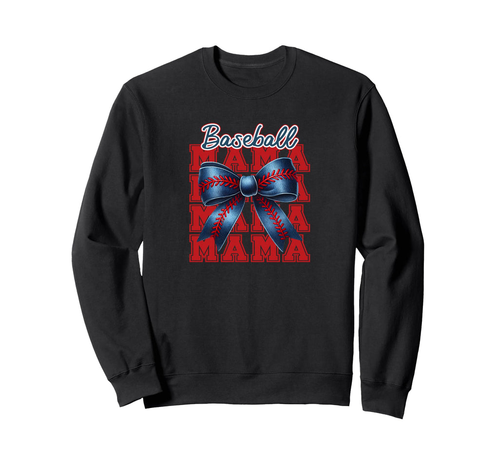 Baseball Mama Bow Sweatshirt - Fun Novelty Design Men Women - T-Shirt, Sweatshirt, Hoodie