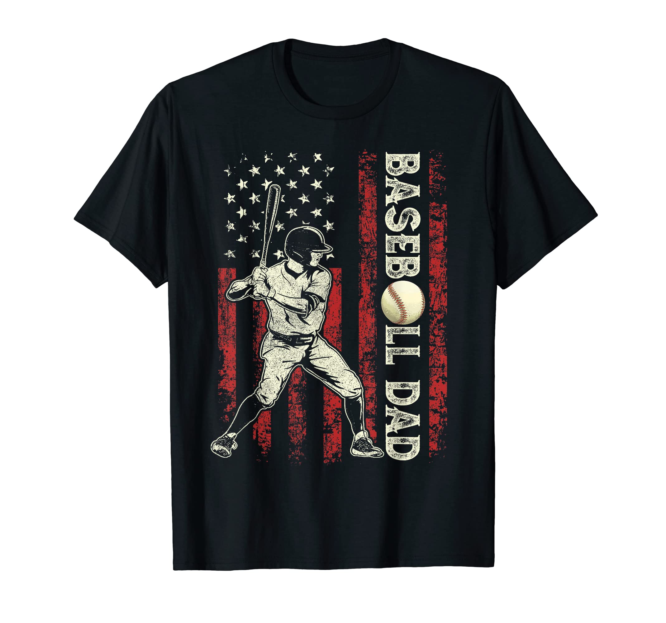 Mens Fathers Day Baseball Dad Usa Flag T-Shirt - Graphic Print Unisex - T-Shirt, Sweatshirt, Hoodie