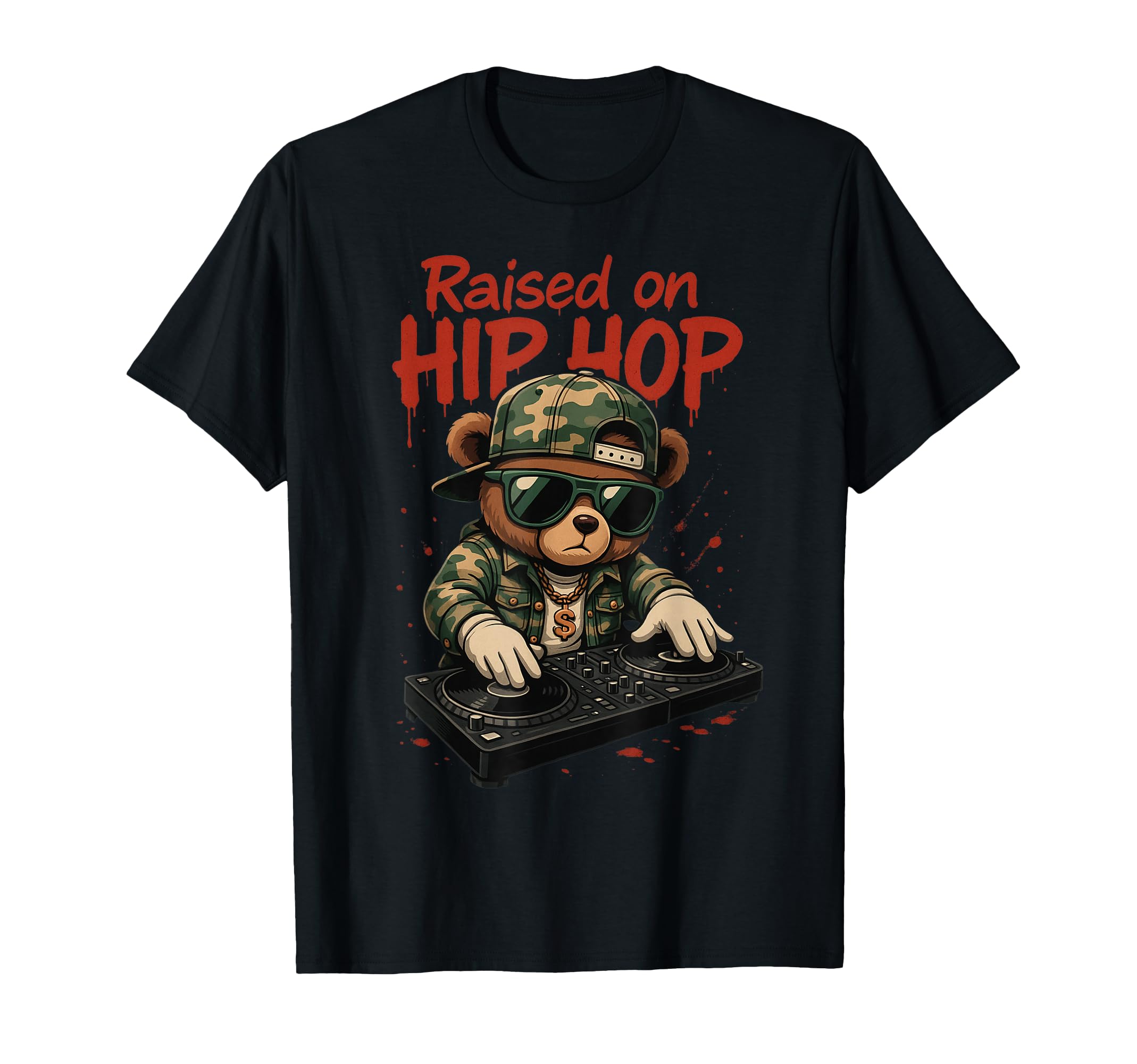 Camouflage Rapper Teddy Bear Camo 80S T-Shirt - Graphic Print Men Women - T-Shirt, Sweatshirt, Hoodie