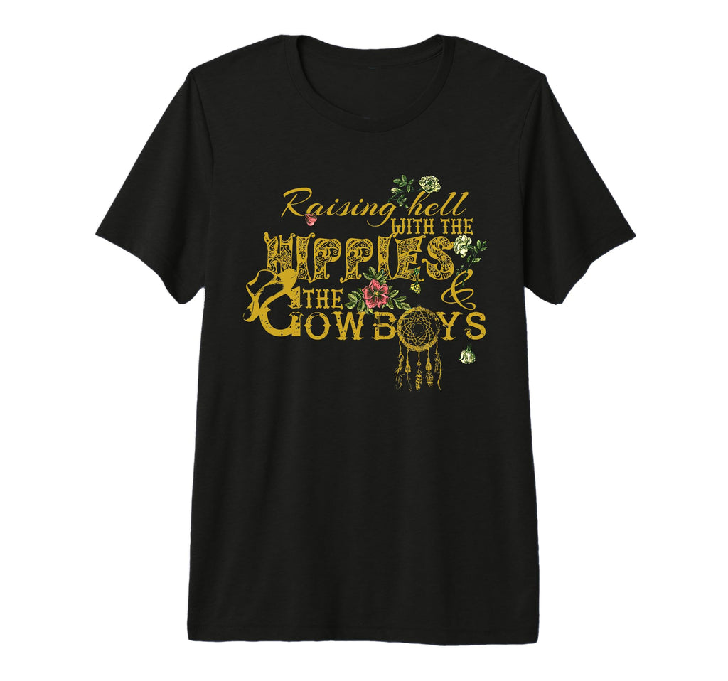 Raising Hell Hippies Cowboys Cowboy Tri T-Shirt - Graphic Print for Adults - T-Shirt, Sweatshirt, Hoodie