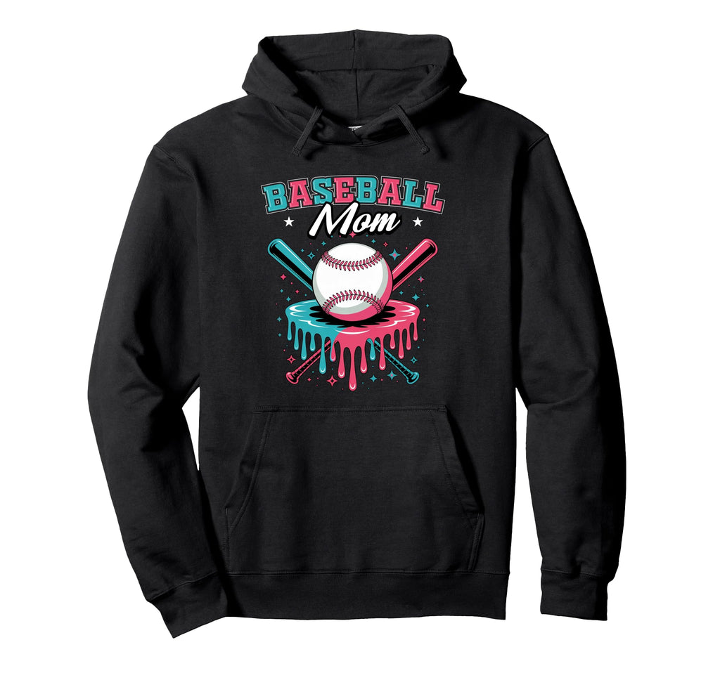 Baseball Mom Drip Ice Cream Dripping Hoodie - Minimalist Print for Adults - T-Shirt, Sweatshirt, Hoodie