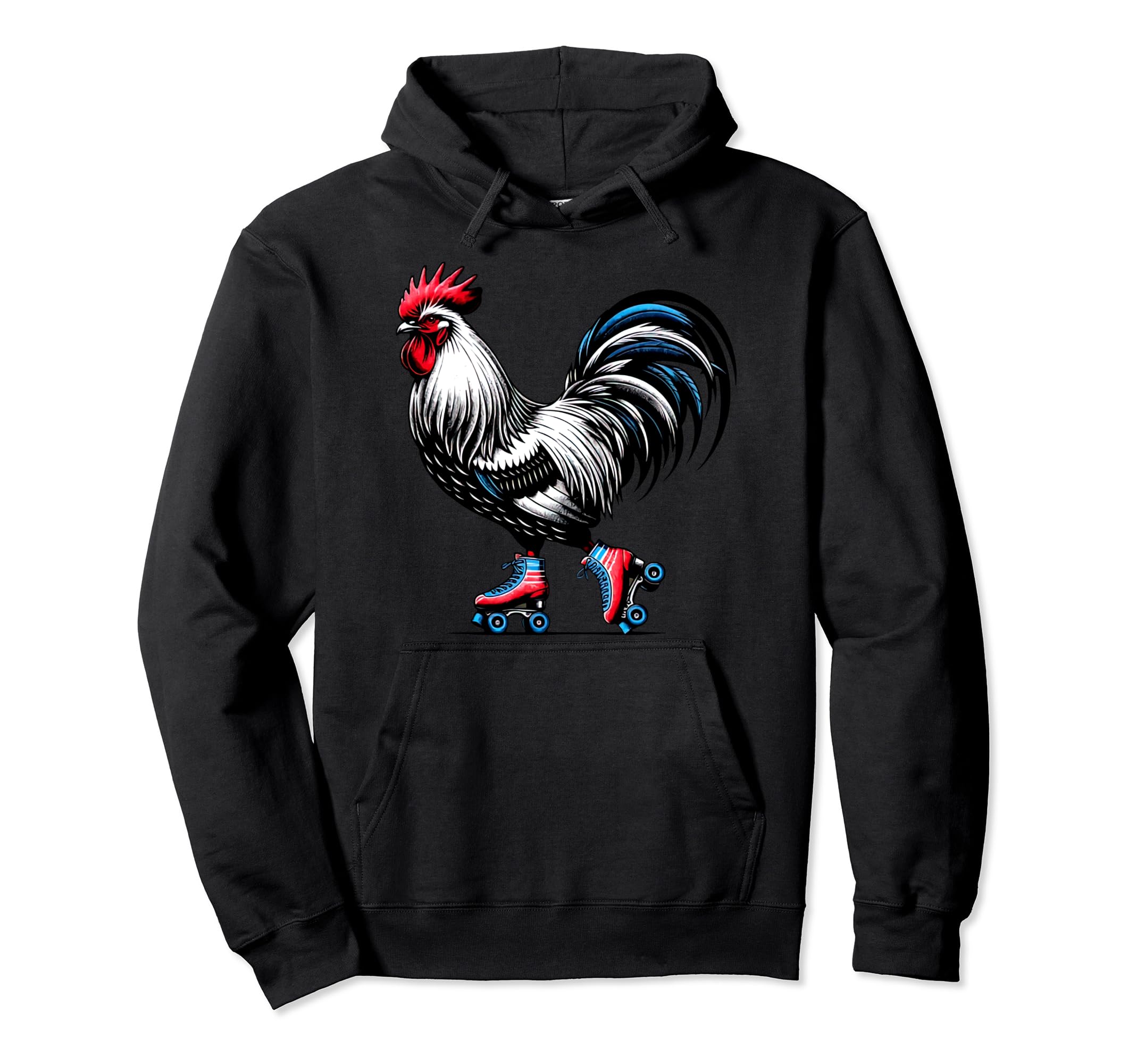 Roller Skating Rooster Derby Skater Hoodie - Trendy Graphic Men Women - T-Shirt, Sweatshirt, Hoodie