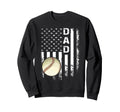Baseball Dad America Flag Sweatshirt - Unique Graphic Unisex - T-Shirt, Sweatshirt, Hoodie
