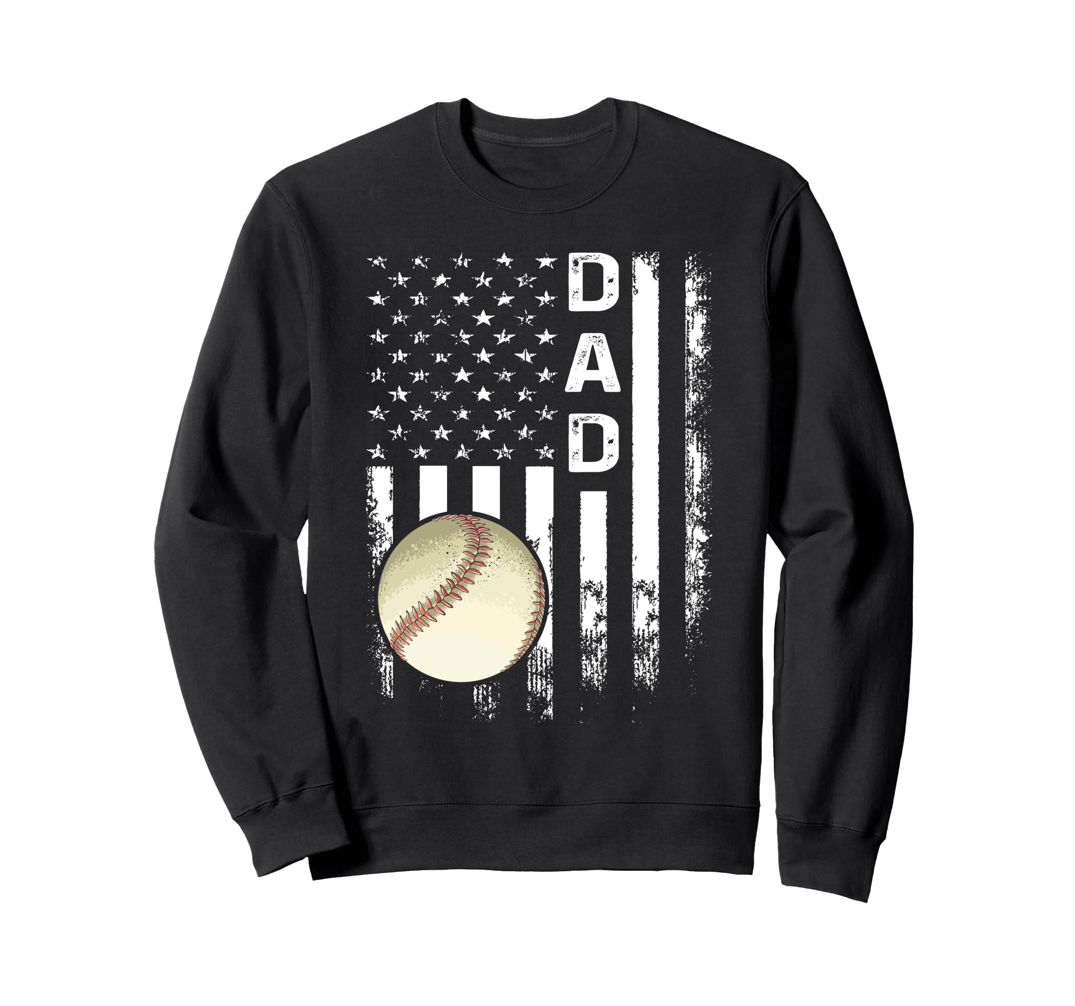 Baseball Dad America Flag Sweatshirt - Unique Graphic Unisex - T-Shirt, Sweatshirt, Hoodie