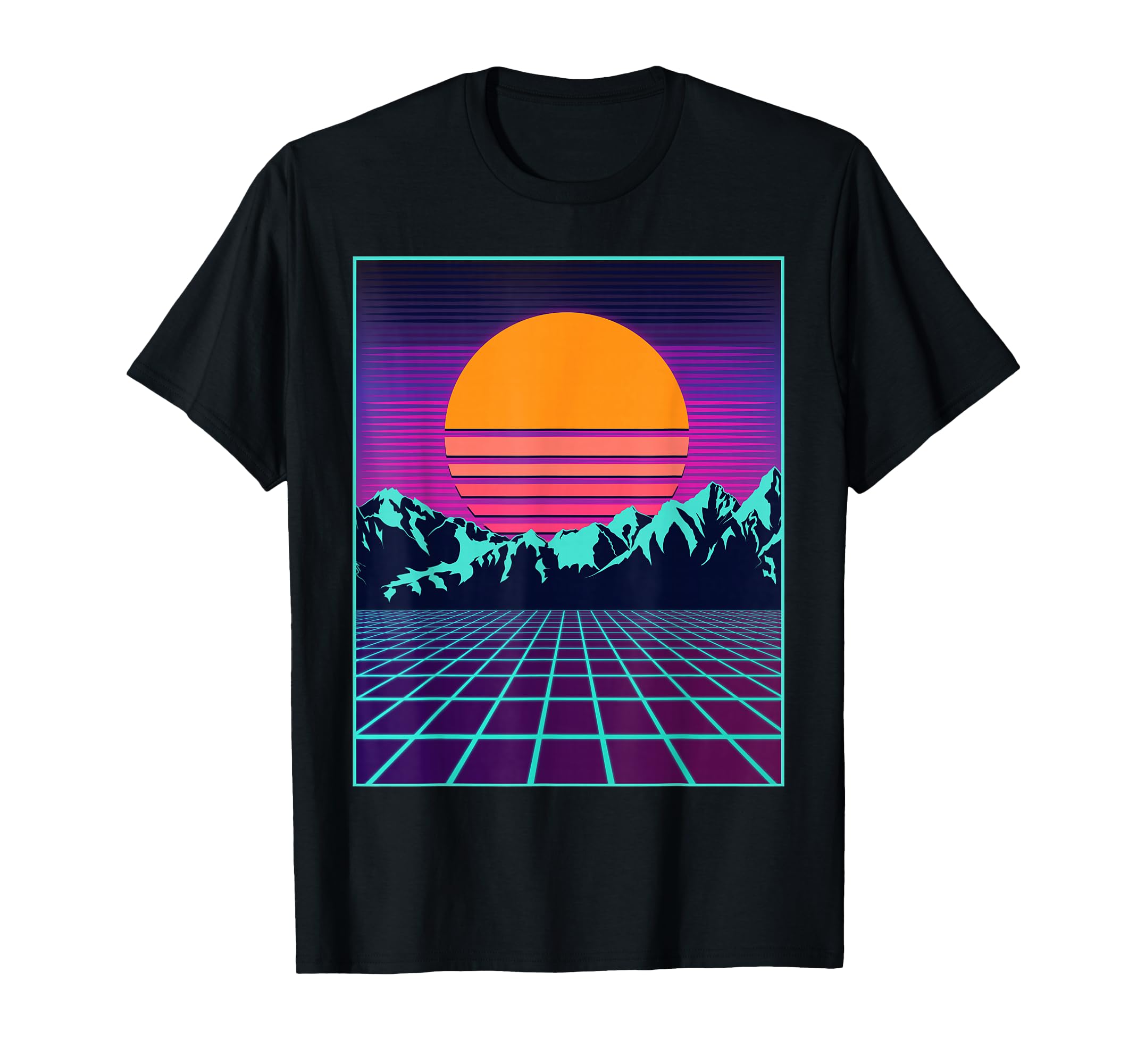 80S Aesthetic Vaporwave Outrun Sun T-Shirt - Custom Art Print Men Women - T-Shirt, Sweatshirt, Hoodie