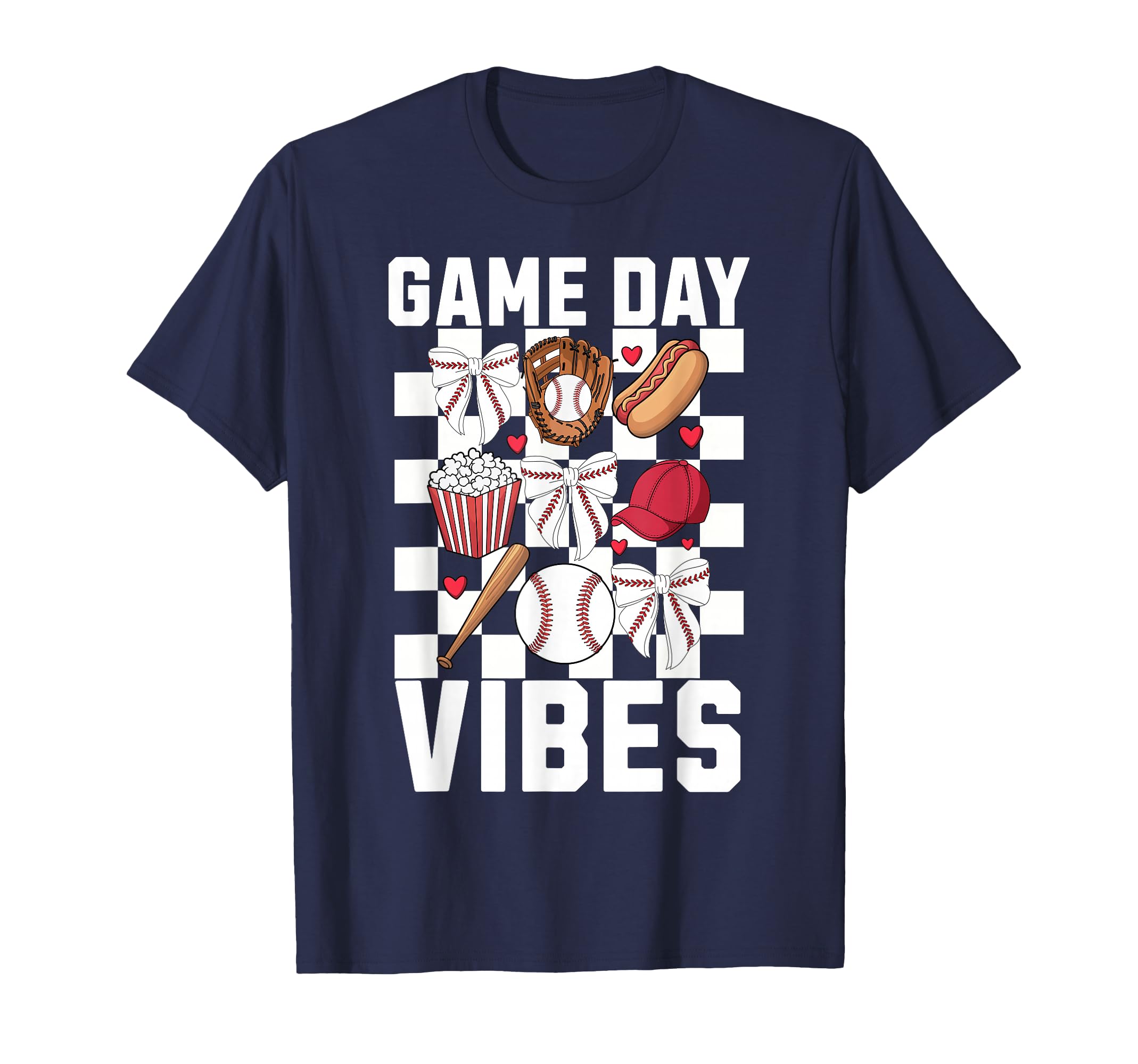 Game Day Vibes Coquette Bow Baseball T-Shirt - Minimalist Print Men Women - T-Shirt, Sweatshirt, Hoodie