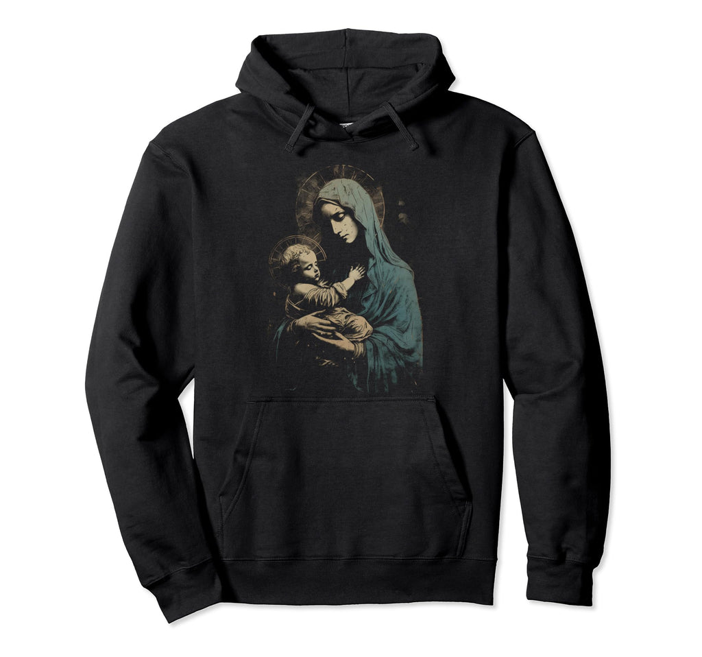 Mary Jesus Distressed 90S Goth Grunge Hoodie - Streetwear Style Men Women - T-Shirt, Sweatshirt, Hoodie