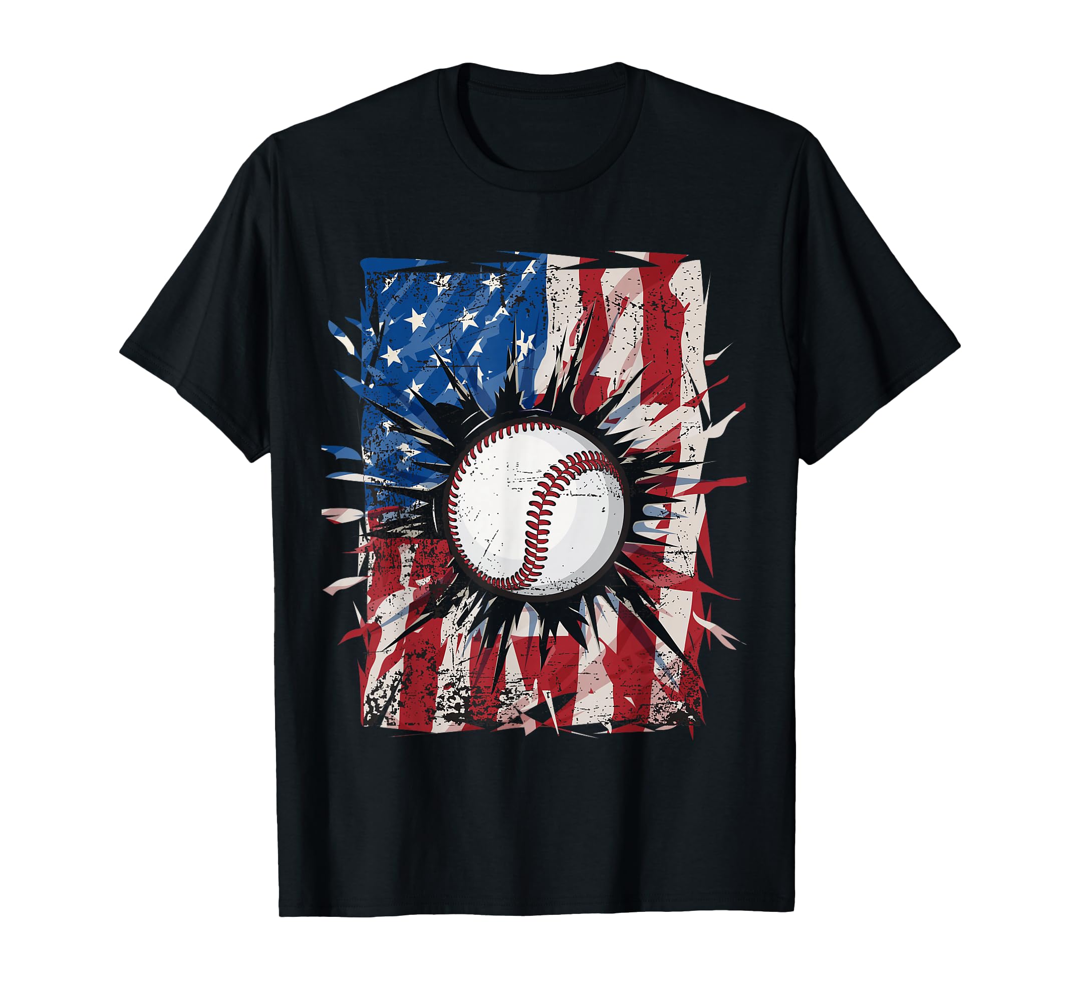 Patriotic Baseball 4Th July Usa T-Shirt - Minimalist Print Men Women - T-Shirt, Sweatshirt, Hoodie