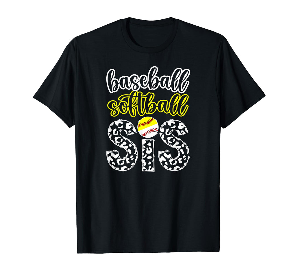 Baseball Softball Sis Leopard T-Shirt - Aesthetic Graphic for Adults - T-Shirt, Sweatshirt, Hoodie