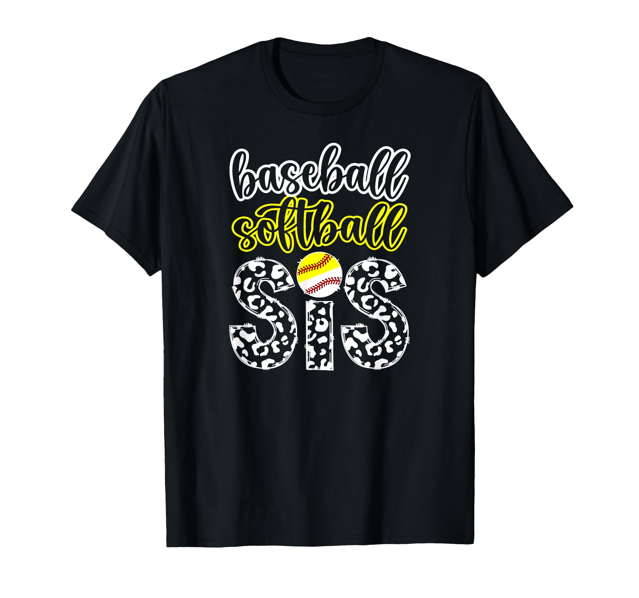 Baseball Softball Sis Leopard T-Shirt - Aesthetic Graphic for Adults - T-Shirt, Sweatshirt, Hoodie