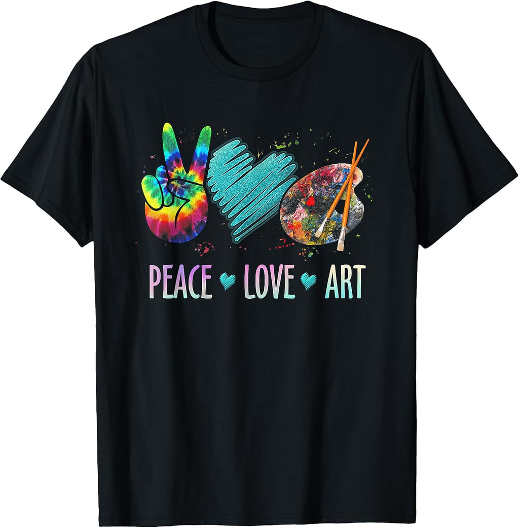 Peace Love Art Painting Palette Teacher - Adult & Kids T-Shirts, Sweatshirts & Hoodies apparel design preview 1