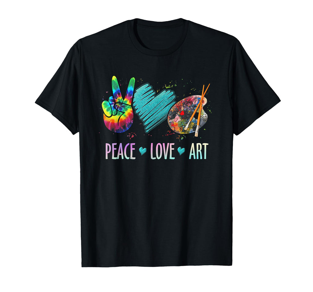 Peace Love Art Painting Palette Art T-Shirt - Aesthetic Graphic Men Women - T-Shirt, Sweatshirt, Hoodie