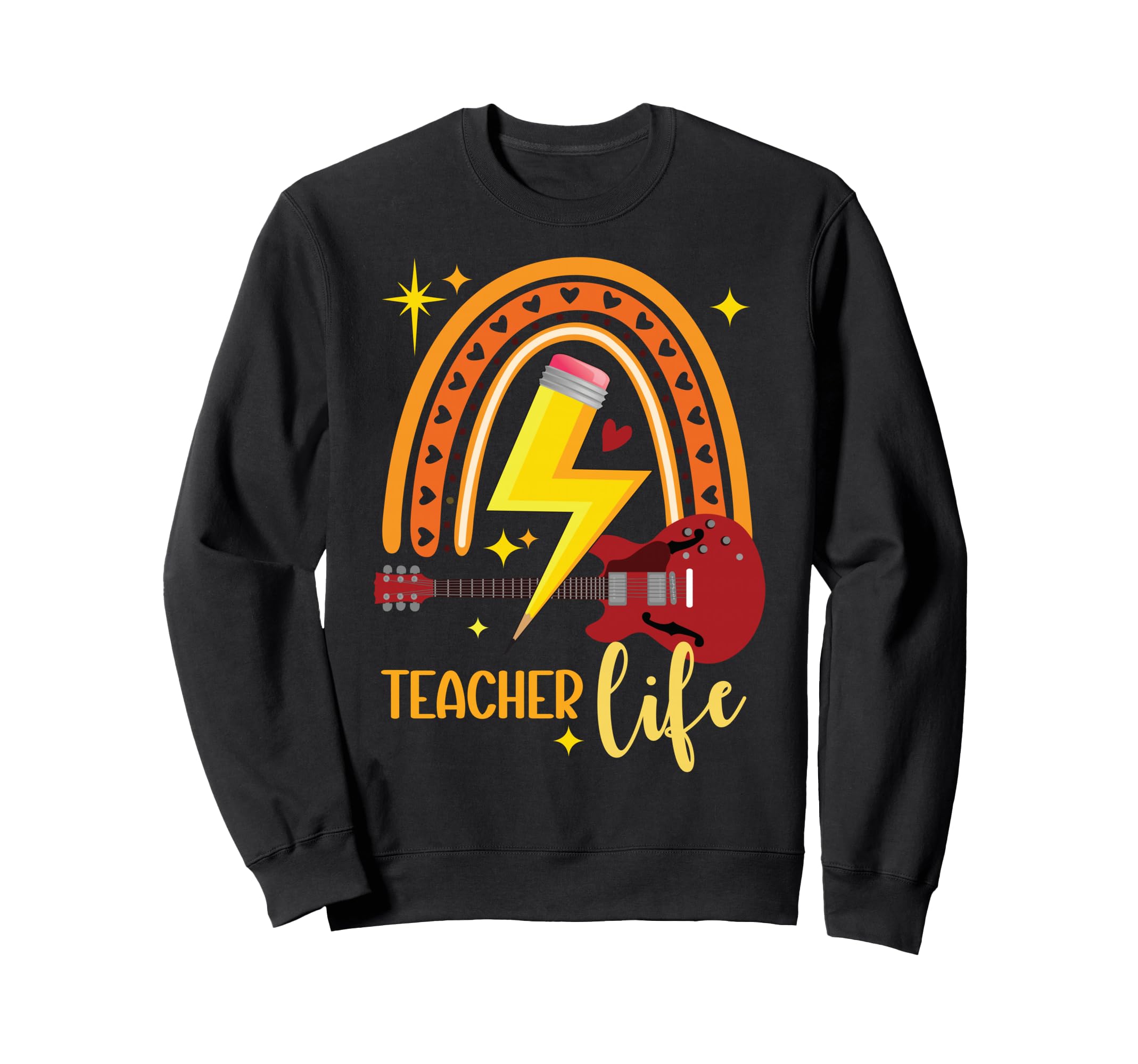 Teacher Life Boho Rainbow Guitar Sweatshirt - Unique Graphic for Adults - T-Shirt, Sweatshirt, Hoodie