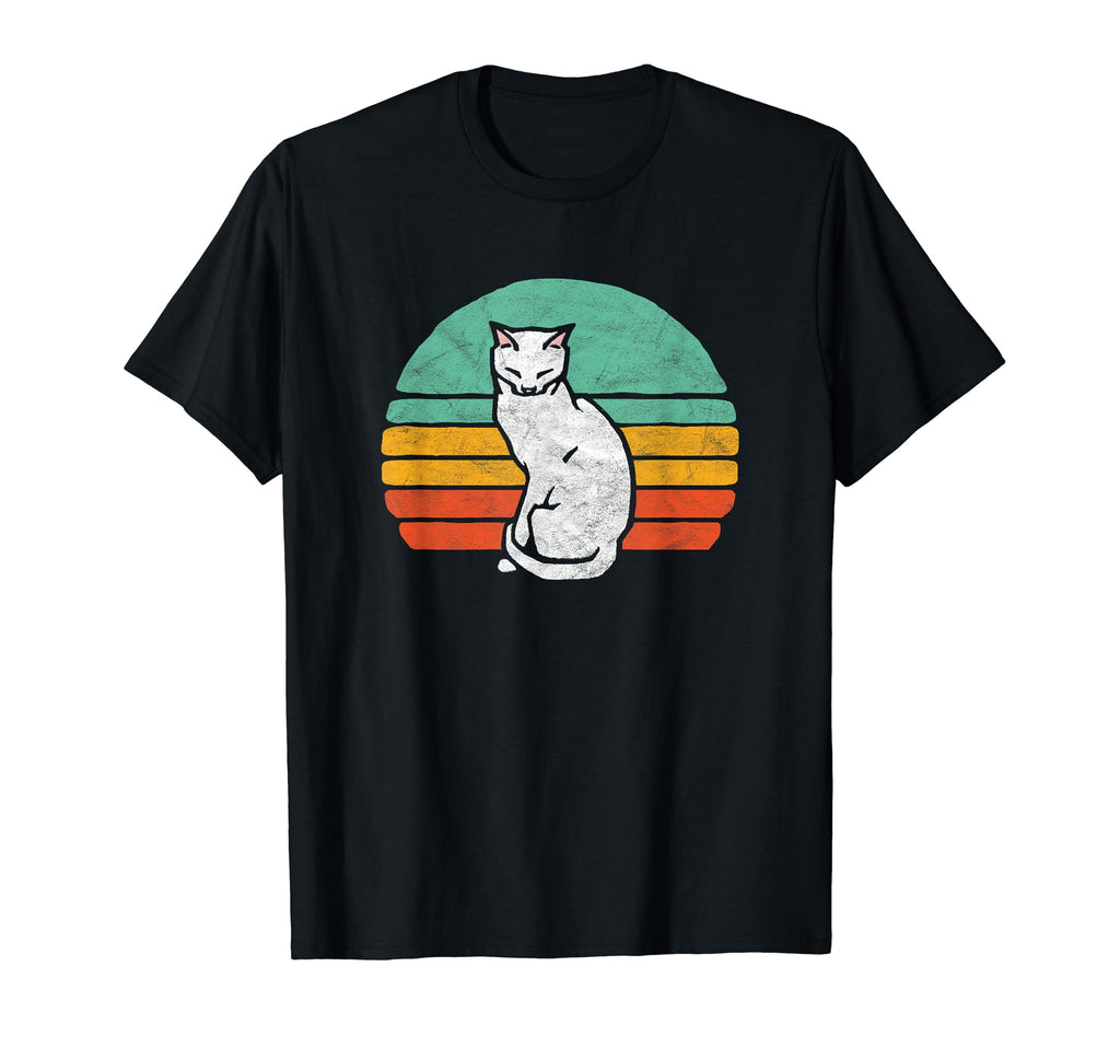 Eighties White Cat Distressed T-Shirt - Minimalist Print Men Women - T-Shirt, Sweatshirt, Hoodie