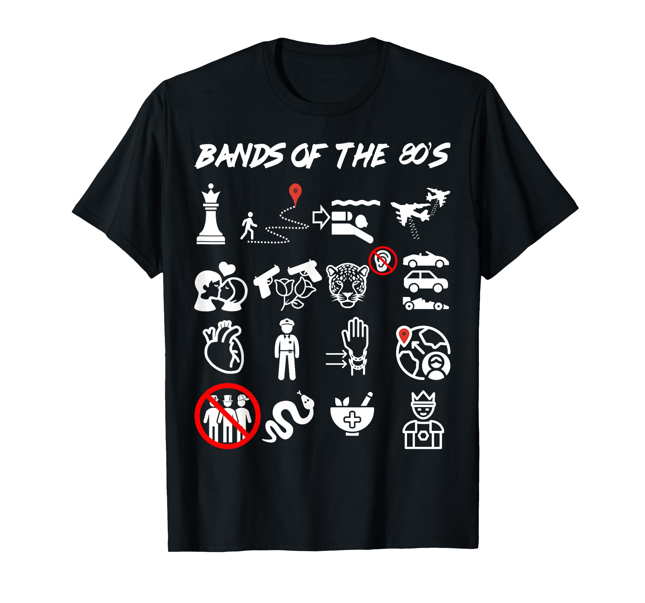 Funny Nerdy Iconic Pop Rock Bands 80S White T-Shirt - Trendy Graphic Unisex - T-Shirt, Sweatshirt, Hoodie