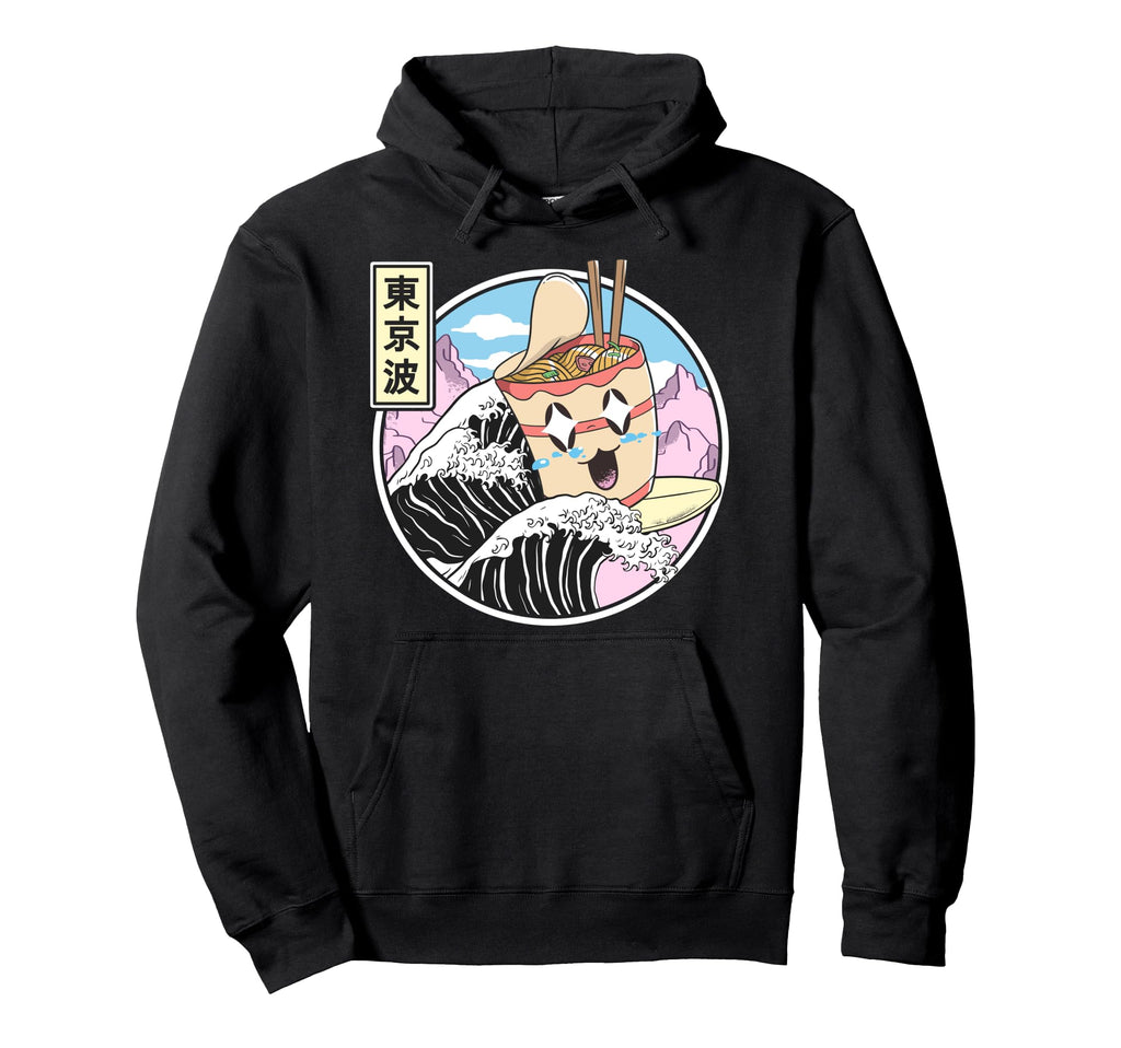 Instant Ramen Noodles Surfing Japanese Hoodie - Unique Graphic Men Women - T-Shirt, Sweatshirt, Hoodie