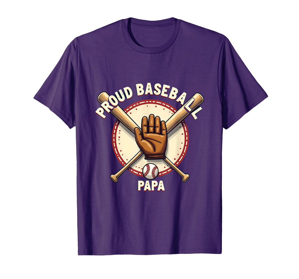 Proud Baseball Papa Dad T-Shirt - Aesthetic Graphic Men Women - T-Shirt, Sweatshirt, Hoodie