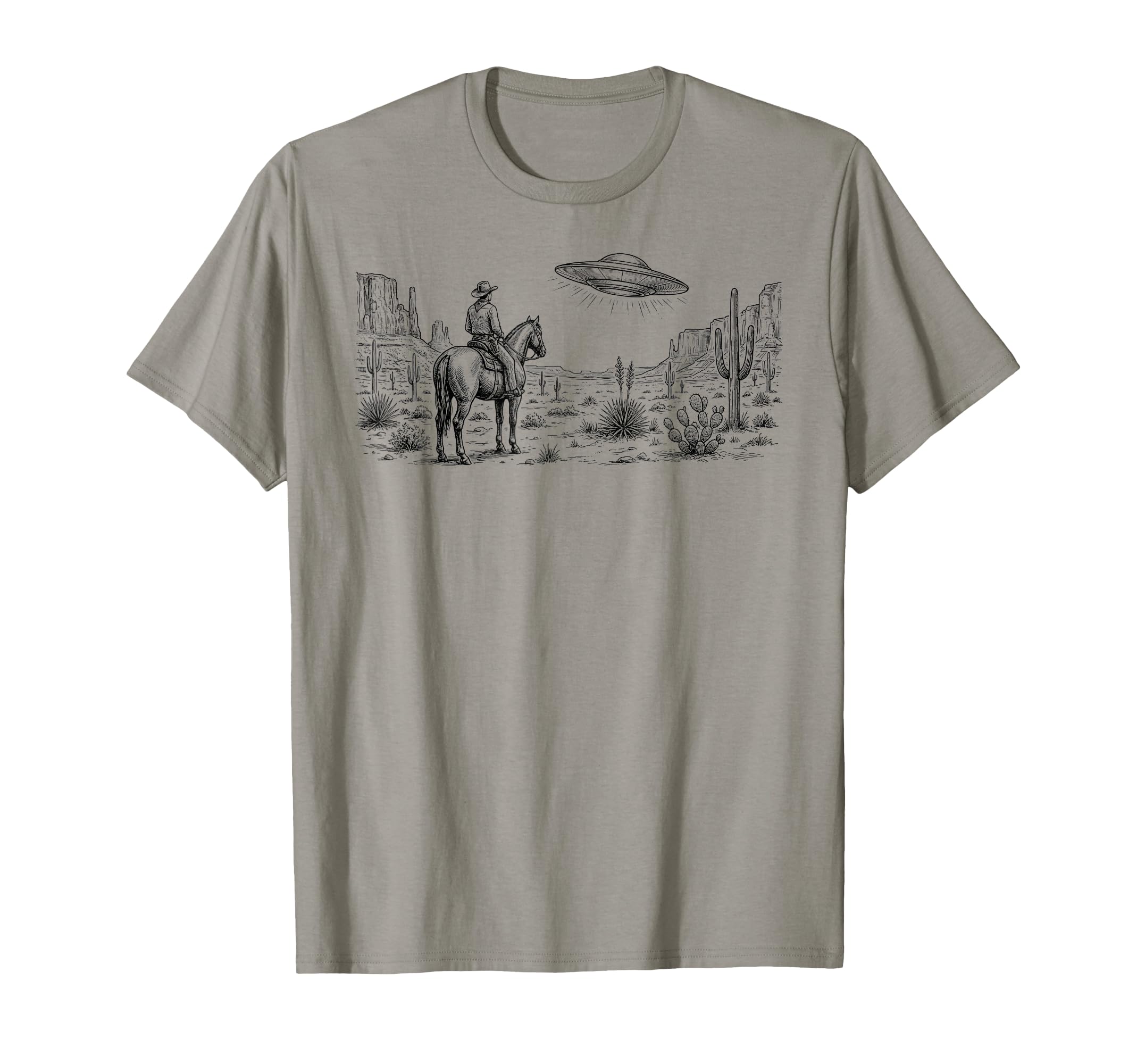 Horse Lover Ufo Western Cowboy Horse T-Shirt - Unique Graphic Men Women - T-Shirt, Sweatshirt, Hoodie