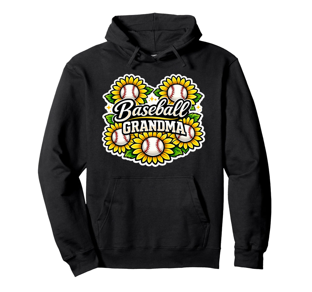 Baseball Grandma Sunflower Baseball Hoodie - Novelty Apparel Unisex - T-Shirt, Sweatshirt, Hoodie