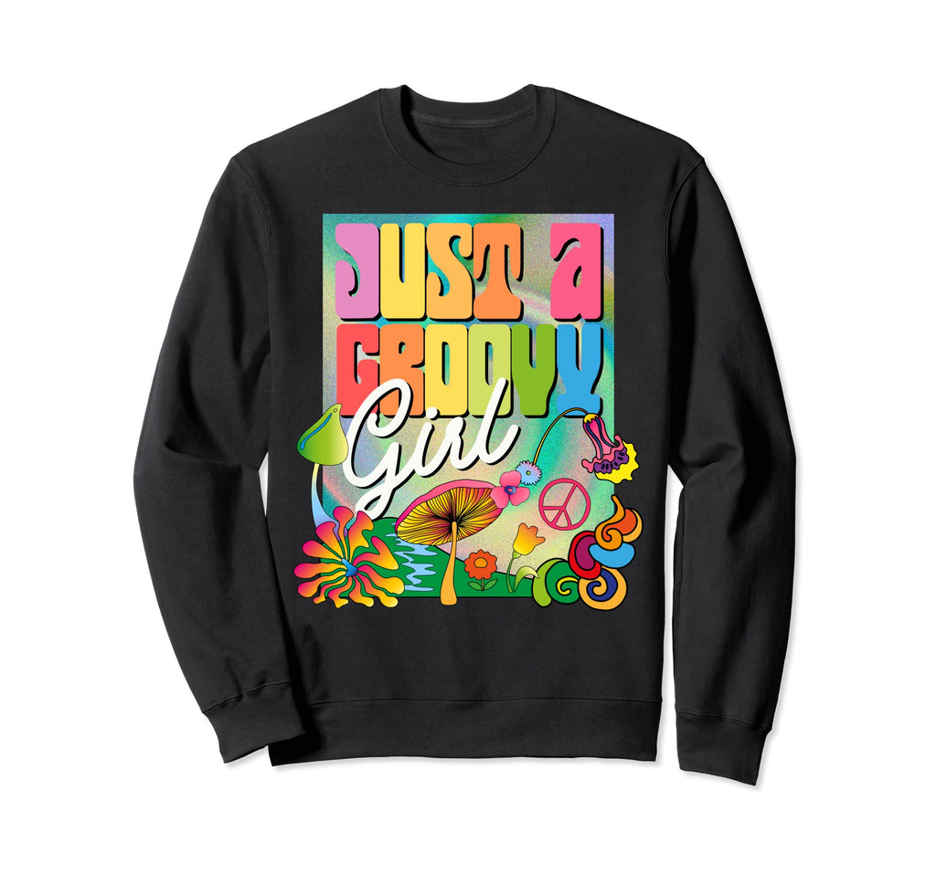 Just Groovy 70S Mushroom Peace Hippie Sweatshirt - Minimalist Print Unisex - T-Shirt, Sweatshirt, Hoodie