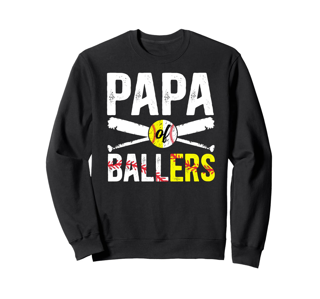 Papa Ballers Baseball Softball Papa Sweatshirt - Graphic Print for Adults - T-Shirt, Sweatshirt, Hoodie