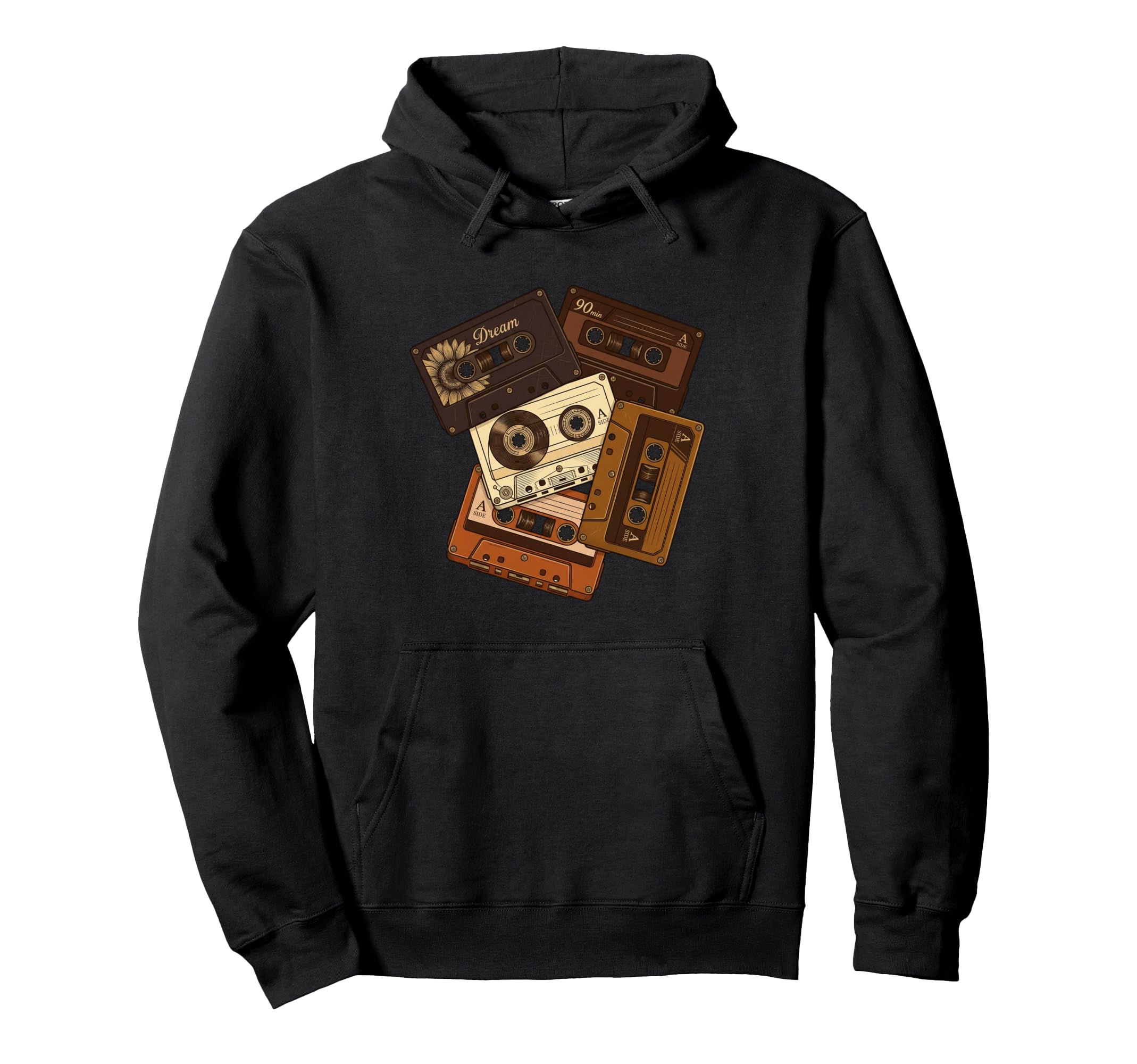 Brown Tape Cassettes Old School Music Hoodie - Unique Graphic Unisex - T-Shirt, Sweatshirt, Hoodie