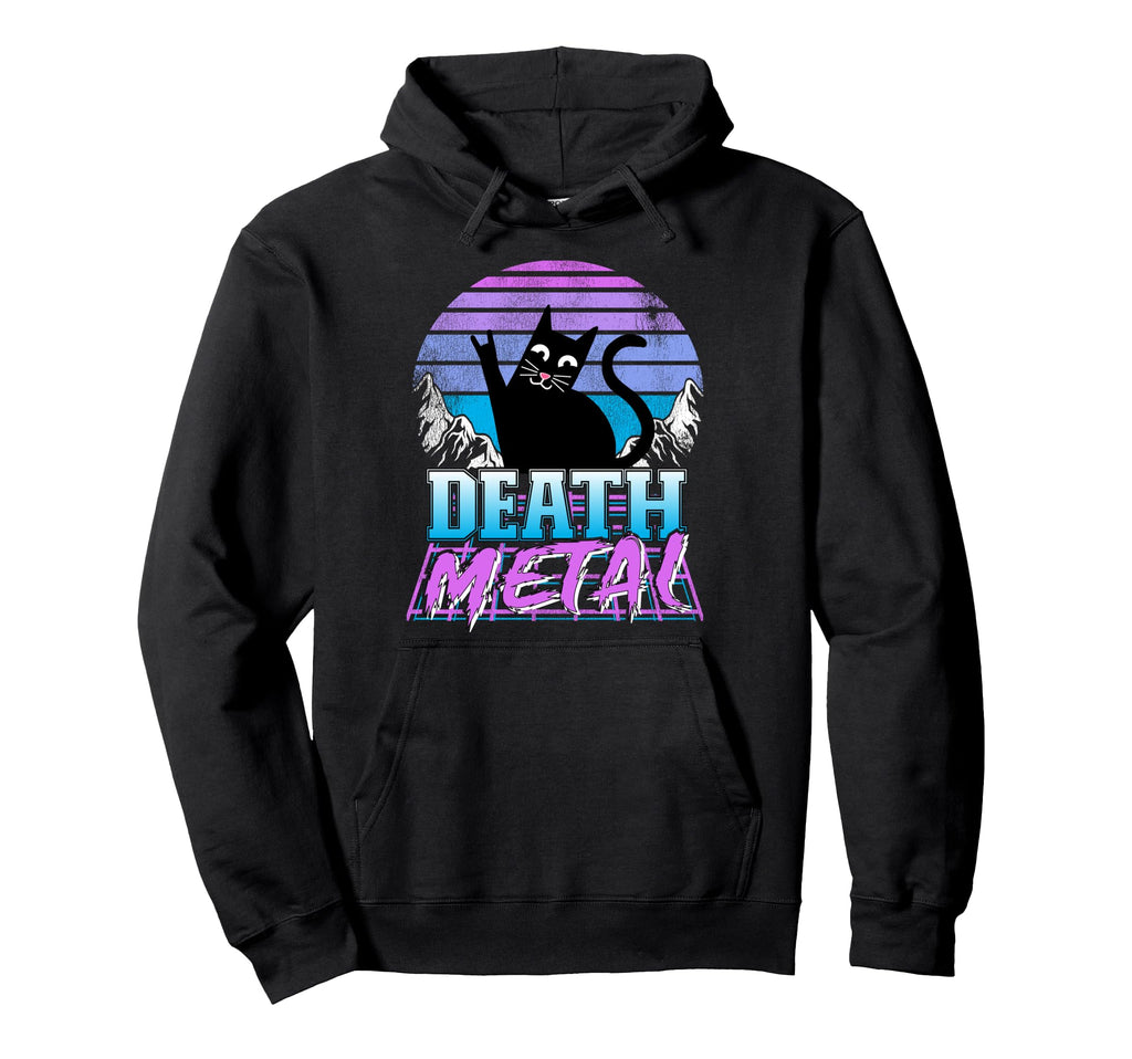 Retrowave Pastel Goth Cat 80S Synthwave Hoodie - Graphic Print for Adults - T-Shirt, Sweatshirt, Hoodie