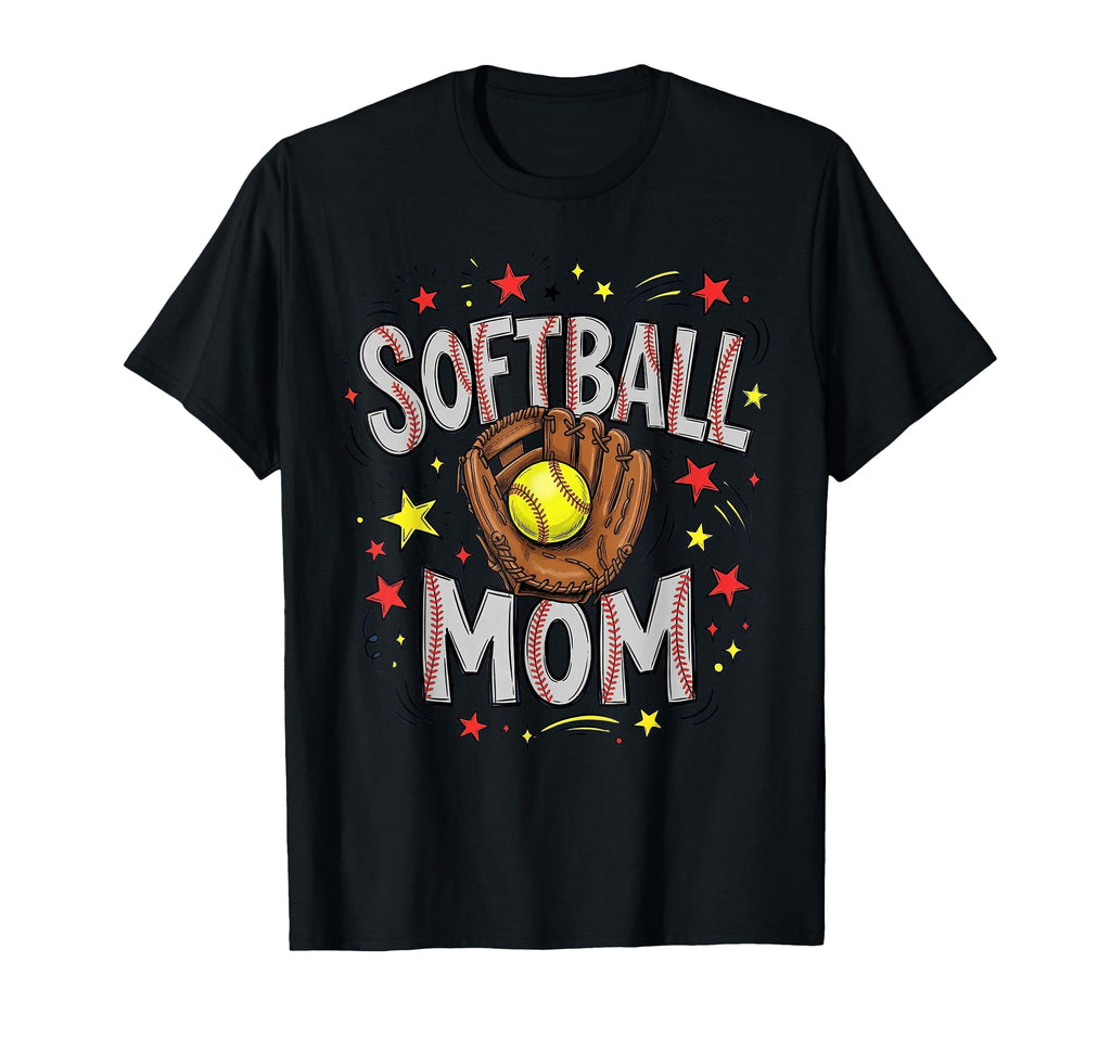 Softball Baseball Mom Catcher Glove Star T-Shirt - Novelty Apparel Unisex - T-Shirt, Sweatshirt, Hoodie