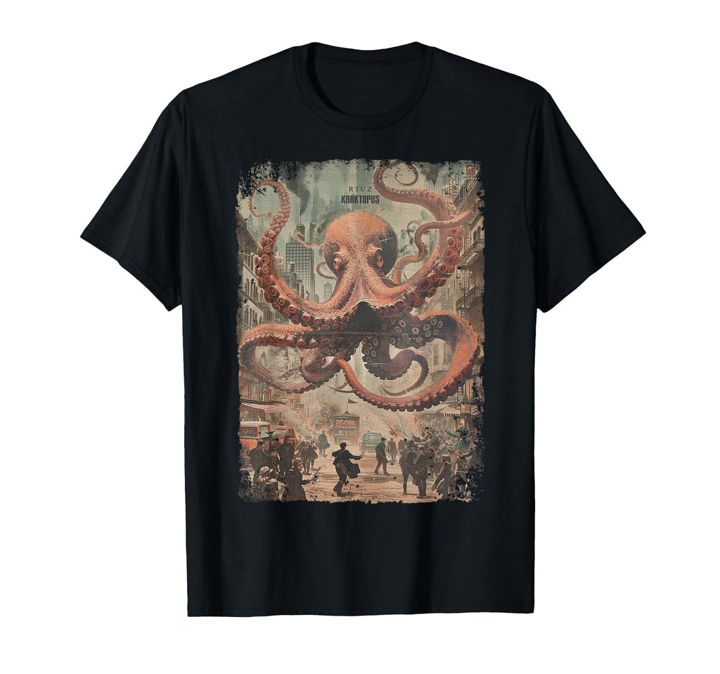 Y2K Streetwear Octopus Horror T-Shirt - Minimalist Print for Adults - T-Shirt, Sweatshirt, Hoodie
