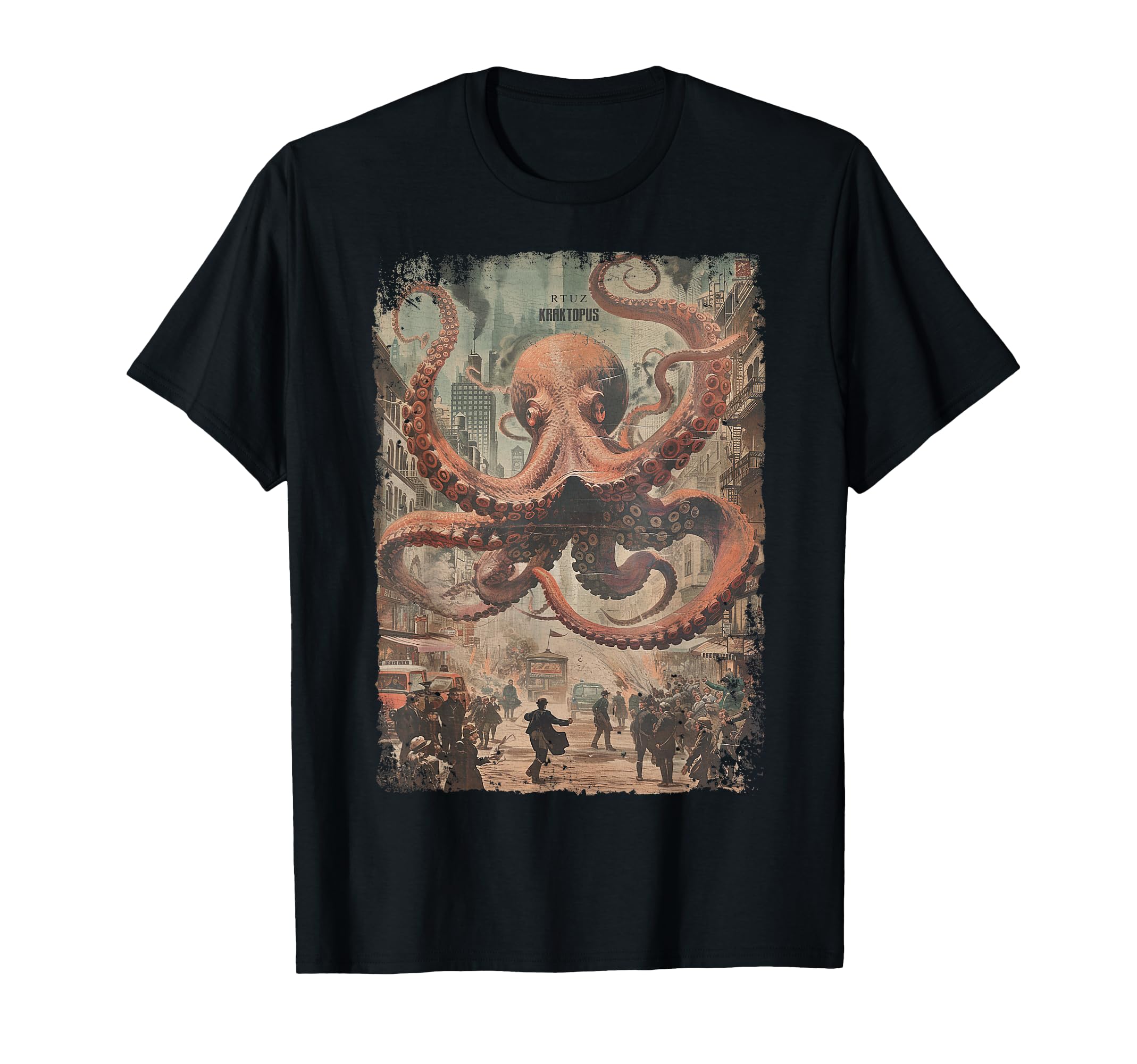 Y2K Streetwear Octopus Horror T-Shirt - Minimalist Print for Adults - T-Shirt, Sweatshirt, Hoodie