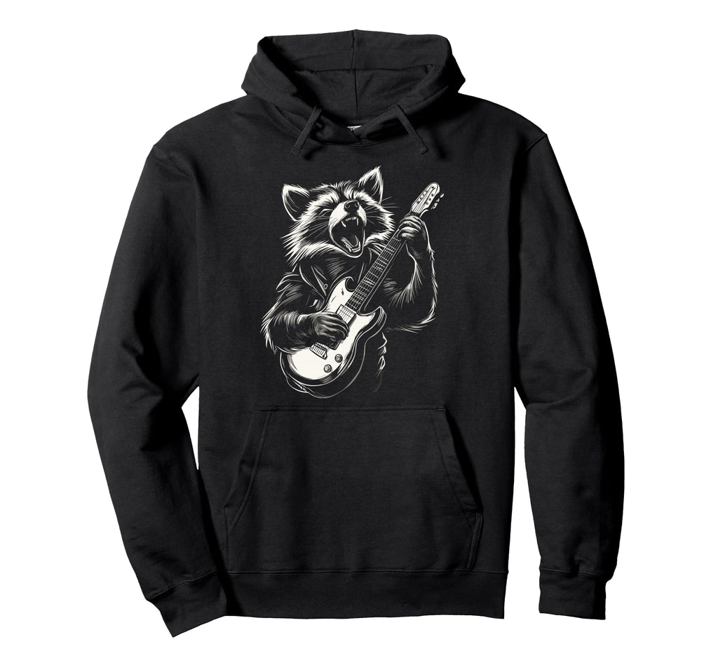 Funny Raccoon Playing Guitar Heavy Hoodie - Custom Art Print for Adults - T-Shirt, Sweatshirt, Hoodie