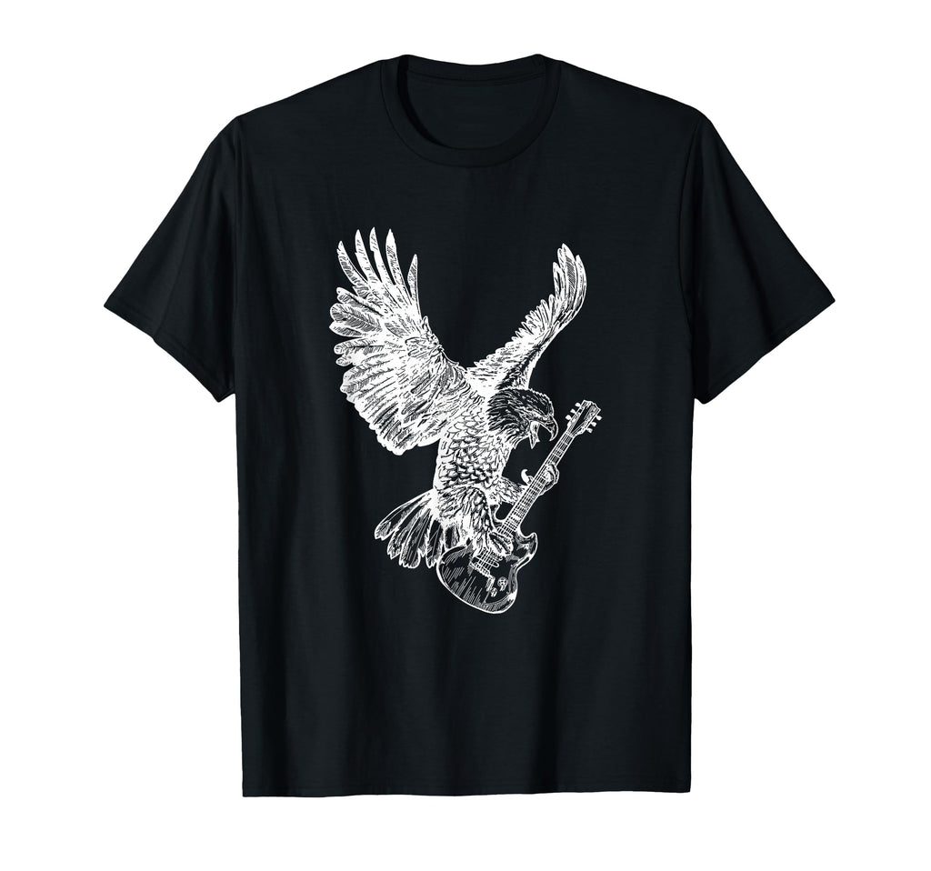 Seembo Eagle Playing Guitar Guitarist T-Shirt - Minimalist Print Unisex - T-Shirt, Sweatshirt, Hoodie