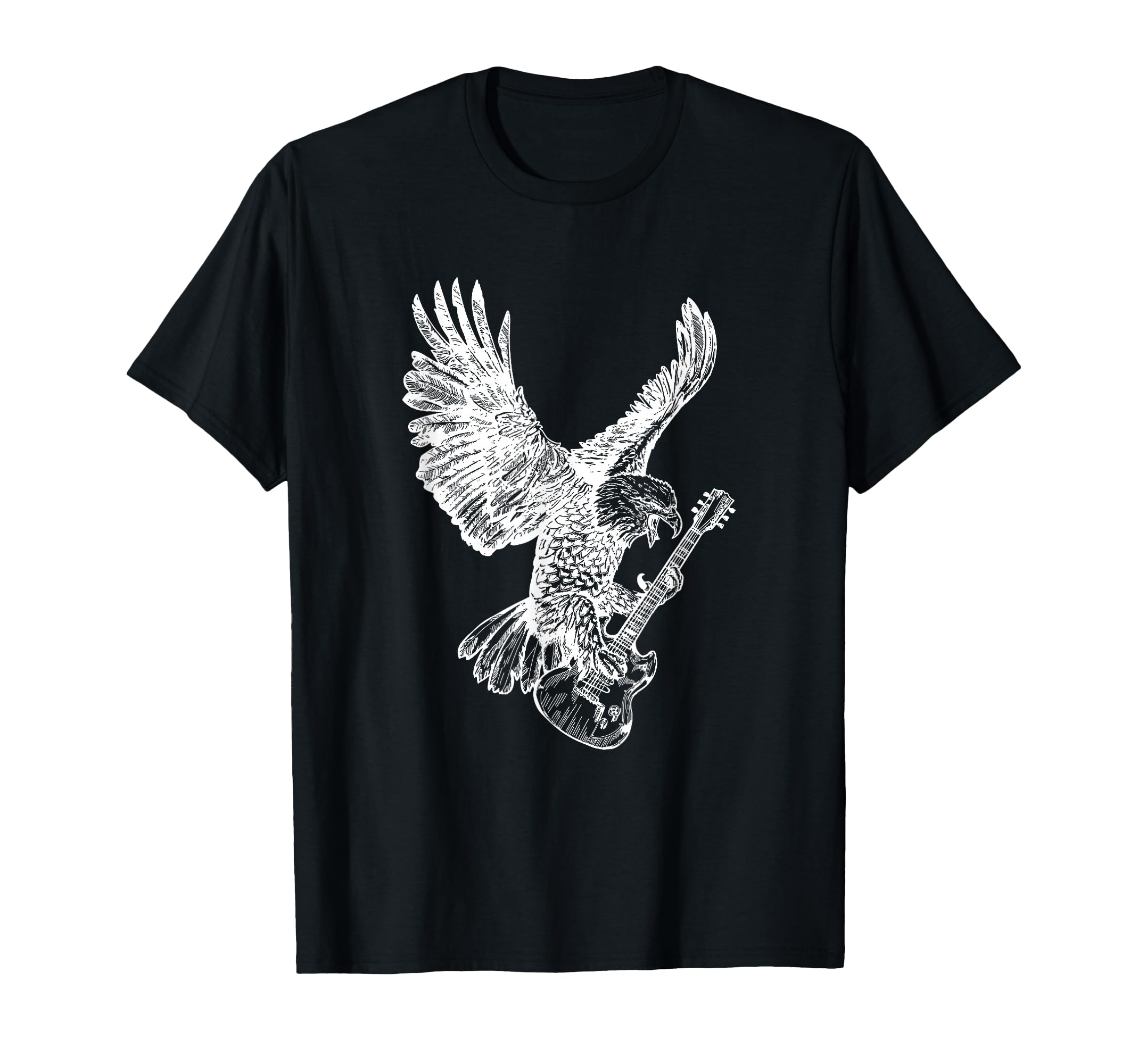 Seembo Eagle Playing Guitar Guitarist T-Shirt - Minimalist Print Unisex - T-Shirt, Sweatshirt, Hoodie