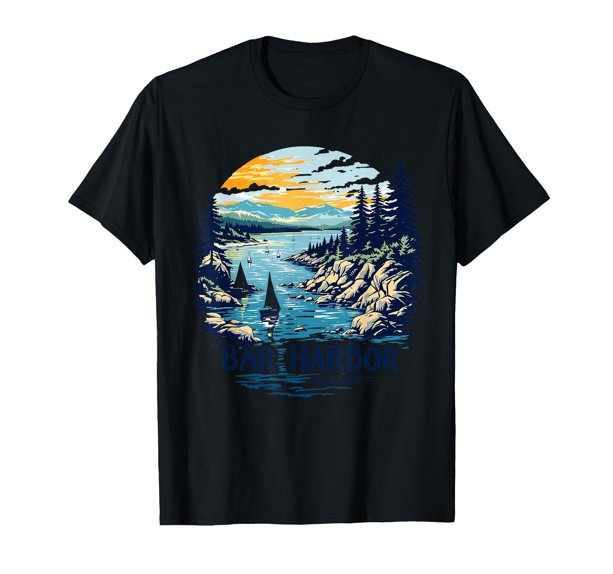 Bar Harbor Maine Sunset Coastal T-Shirt - Fun Novelty Design Unisex - T-Shirt, Sweatshirt, Hoodie
