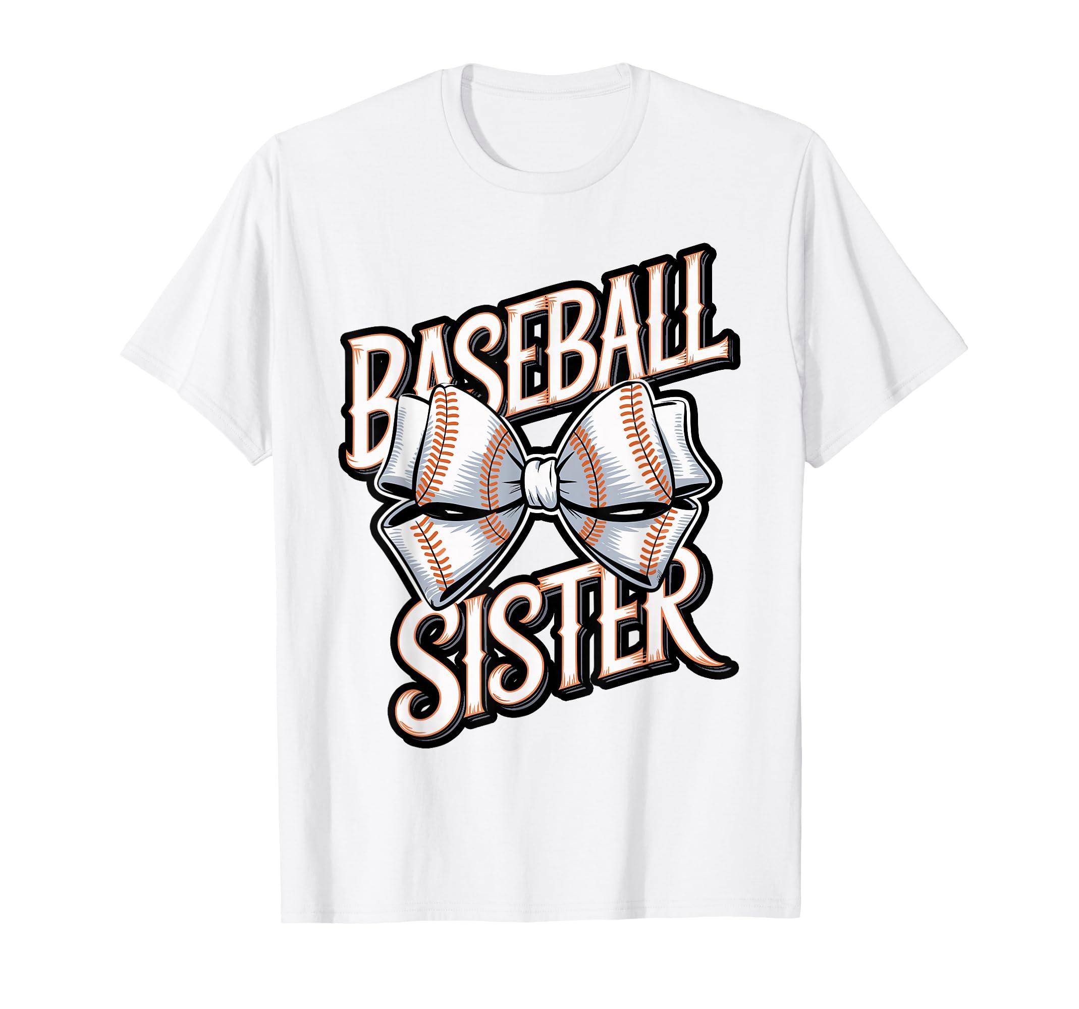 Baseball Sister Bow Sports T-Shirt - Trendy Graphic Men Women - T-Shirt, Sweatshirt, Hoodie