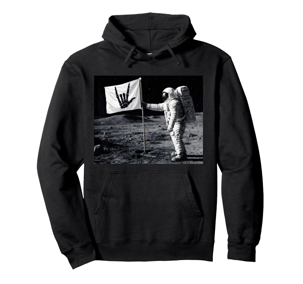 Astronaut Rock Skeleton Moon Landing Hoodie - Streetwear Style Unisex - T-Shirt, Sweatshirt, Hoodie